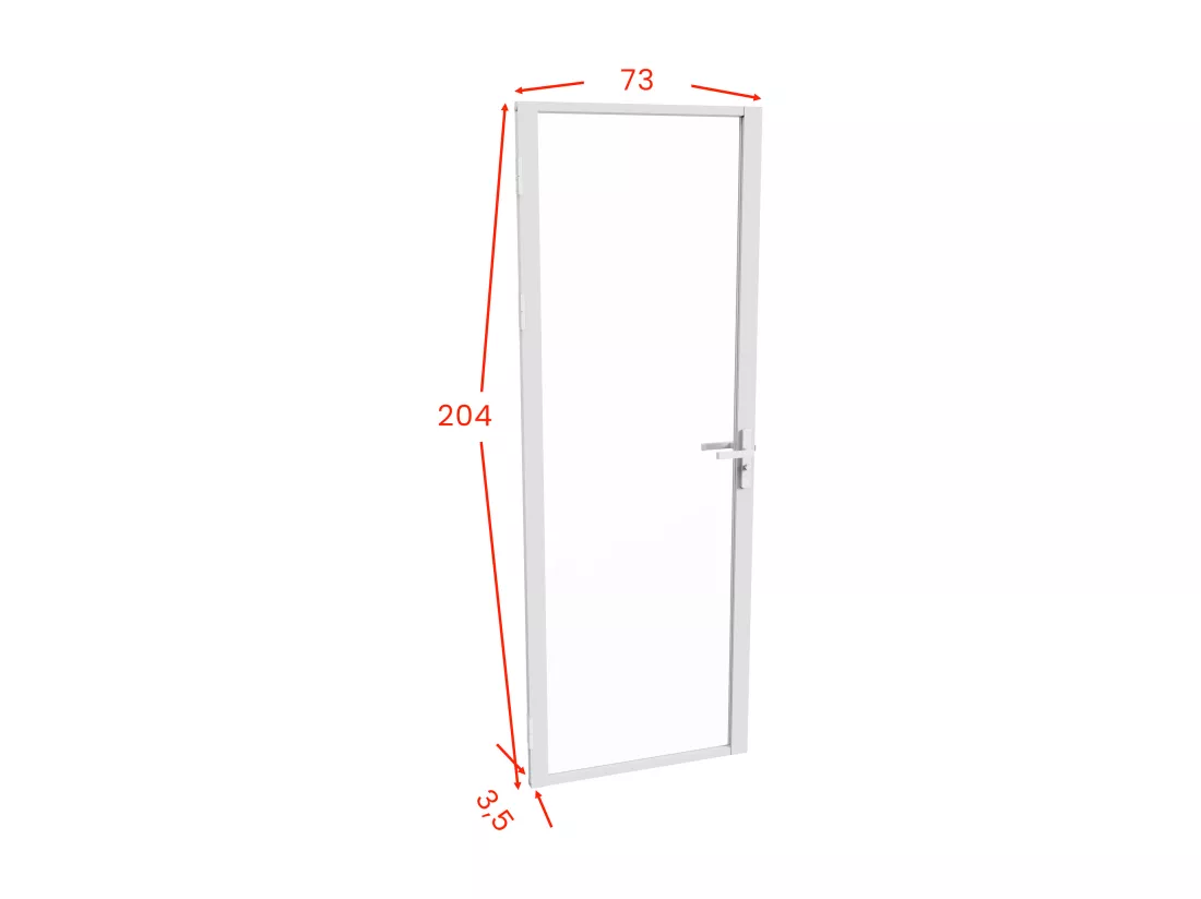 Bloc porte réversible en aluminium et verre trempé - H204 x L73 cm - Blanc - LOXTON