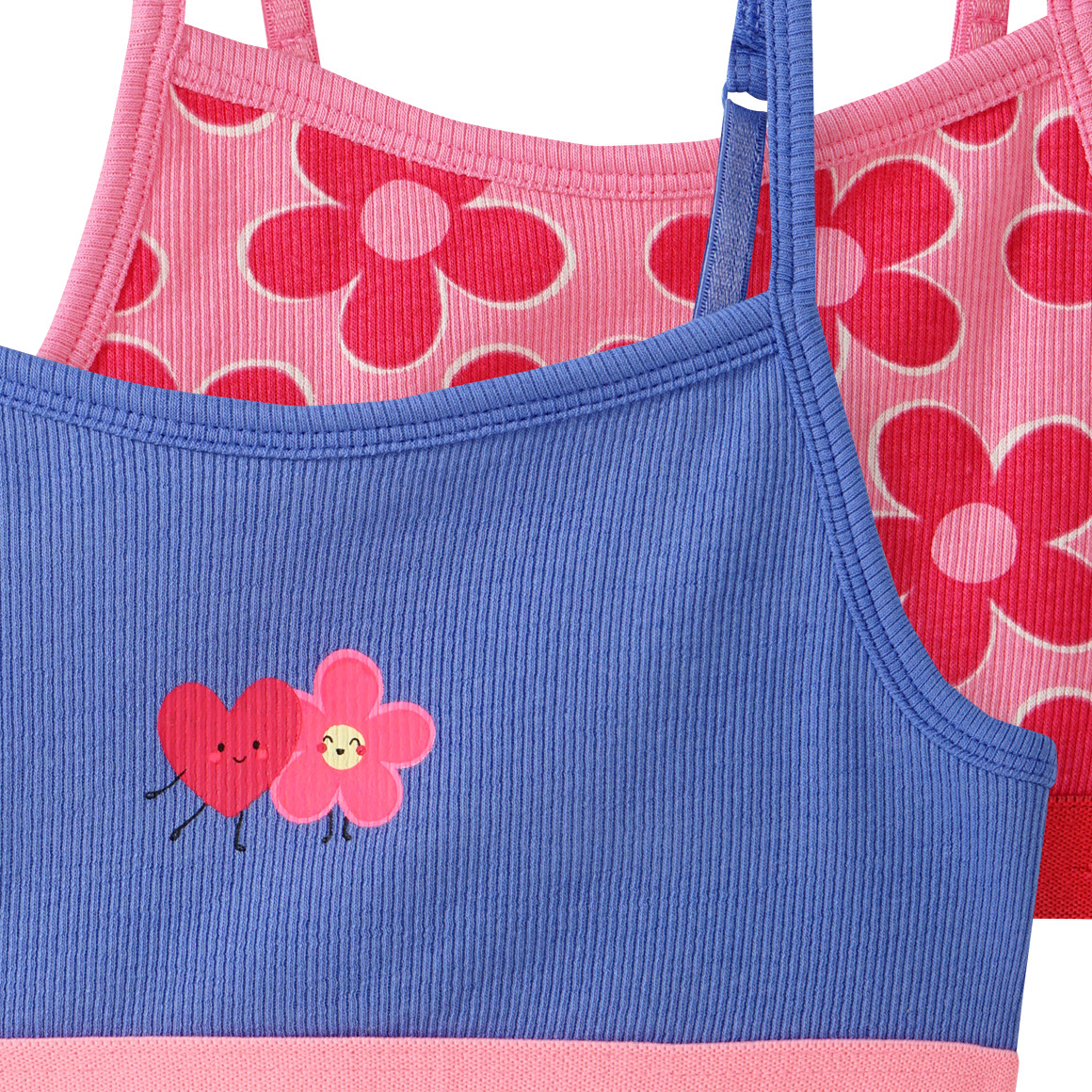 Famy 2 Mädchen Bustiers mit Rippstruktur pink / blau