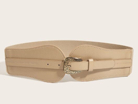 Anobel Copenhagen Elastic Raffia Belt With Round Buckle LH5008 taupe