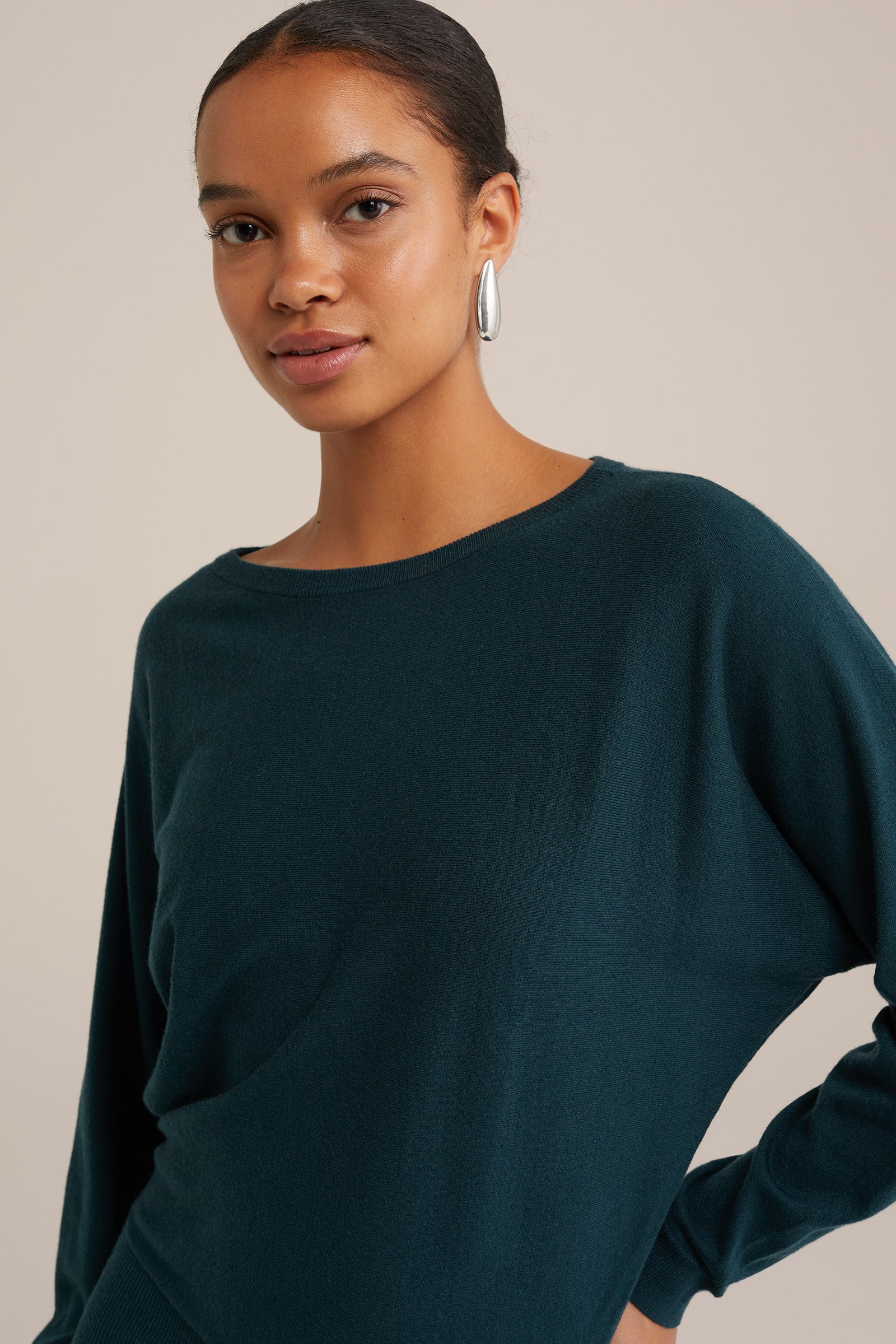 fijngebreide jurk WE Fashion Groenblauw