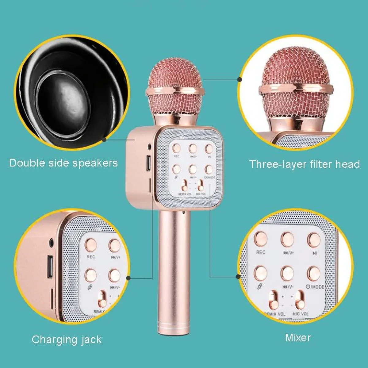Yonis Microphone Bluetooth LED