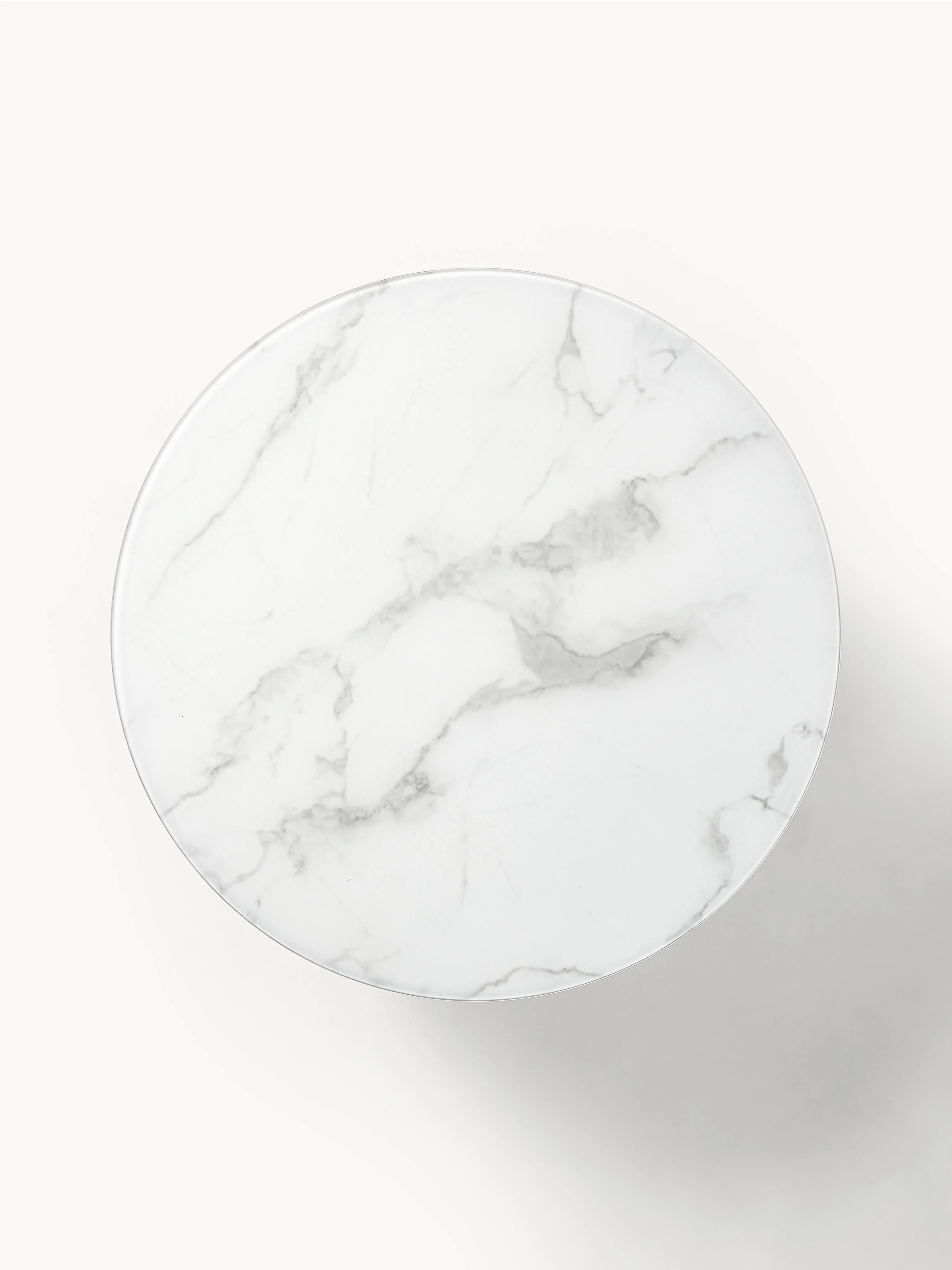 Ronde salontafel Antigua met glazen tafelblad in marmerlook