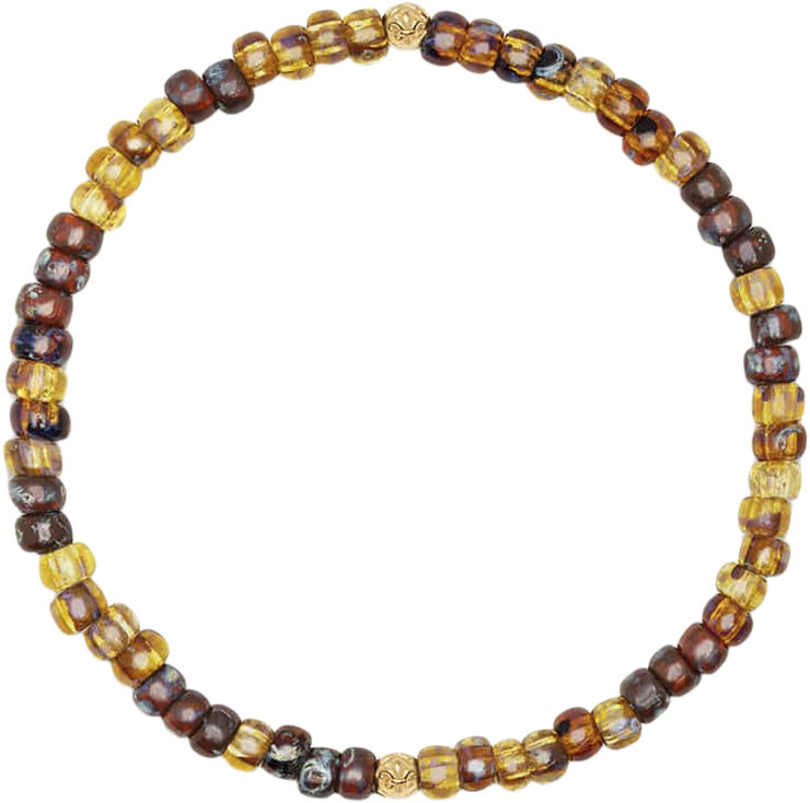 Nialaya Wristband with Amber Japanese Miyuki Beads Brown