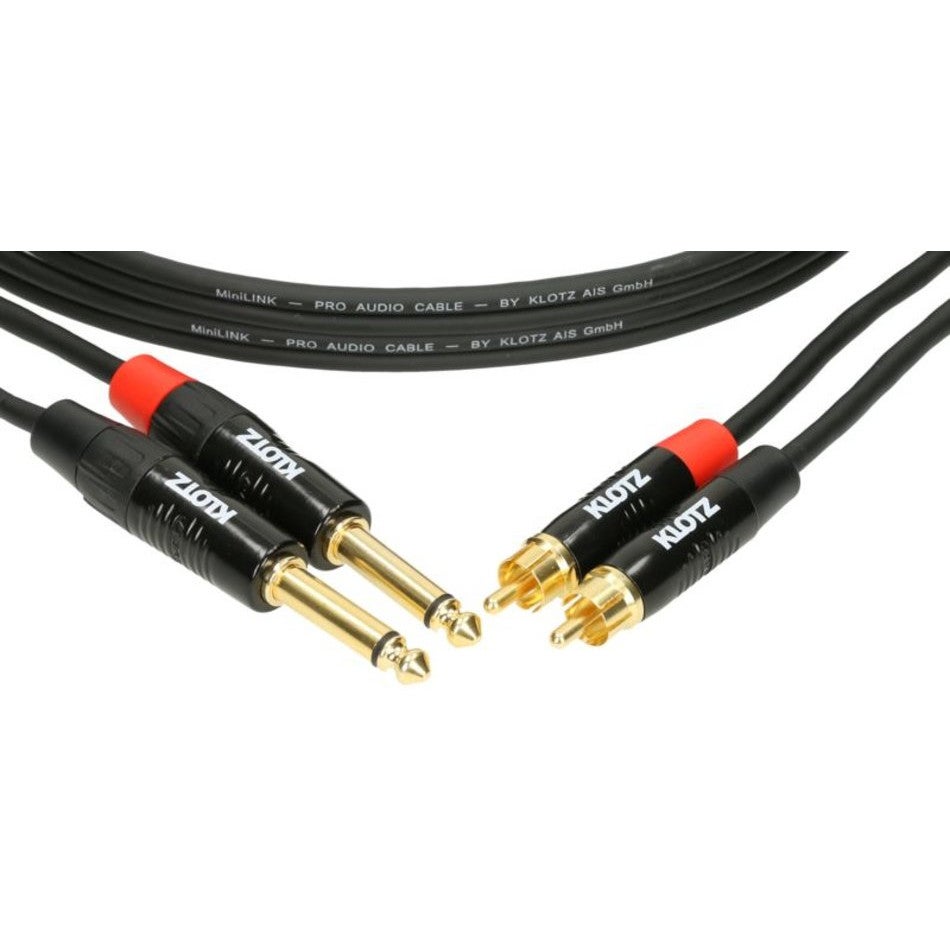 Klotz KT-CJ090 MiniLink Pro stereo twin cable 2x RCA - 2x jack 0..9m