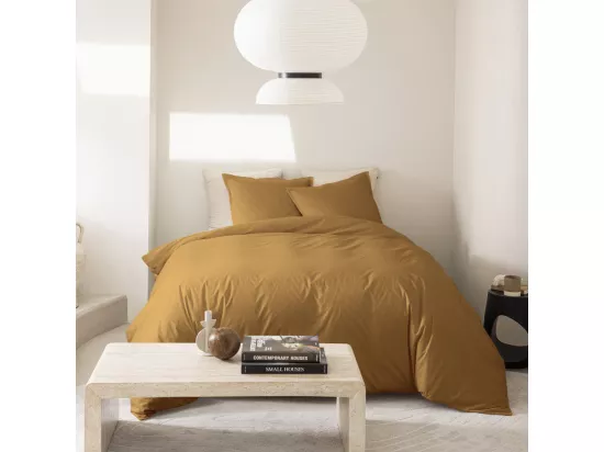 Como - Housse de couette jaune curry en percale de coton - 220x240cm