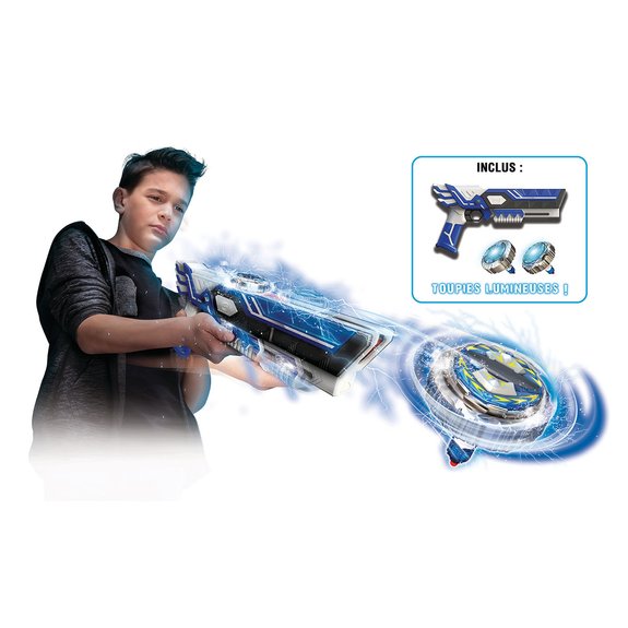 Spinner Mad - Blaster double shoot avec 2 toupies LED