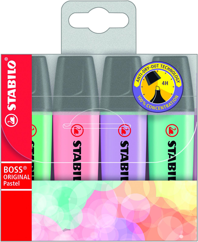 Stabilo Boss Leuchtstifte Pastell, 4er Etui, minze/rosa/türkis/lila