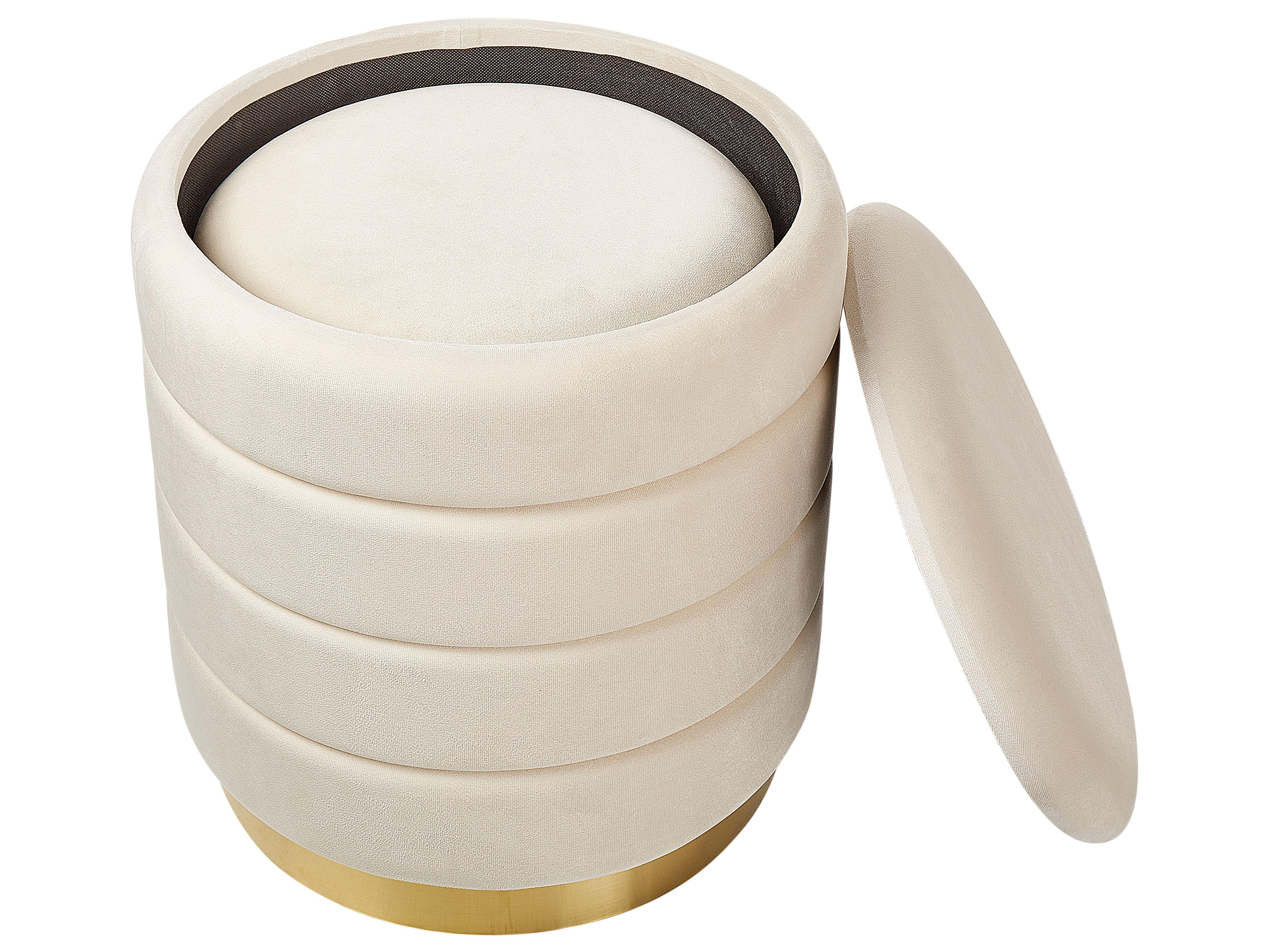 Set van 2 opbergpoefs GARLAND Fluweel Lichtbeige