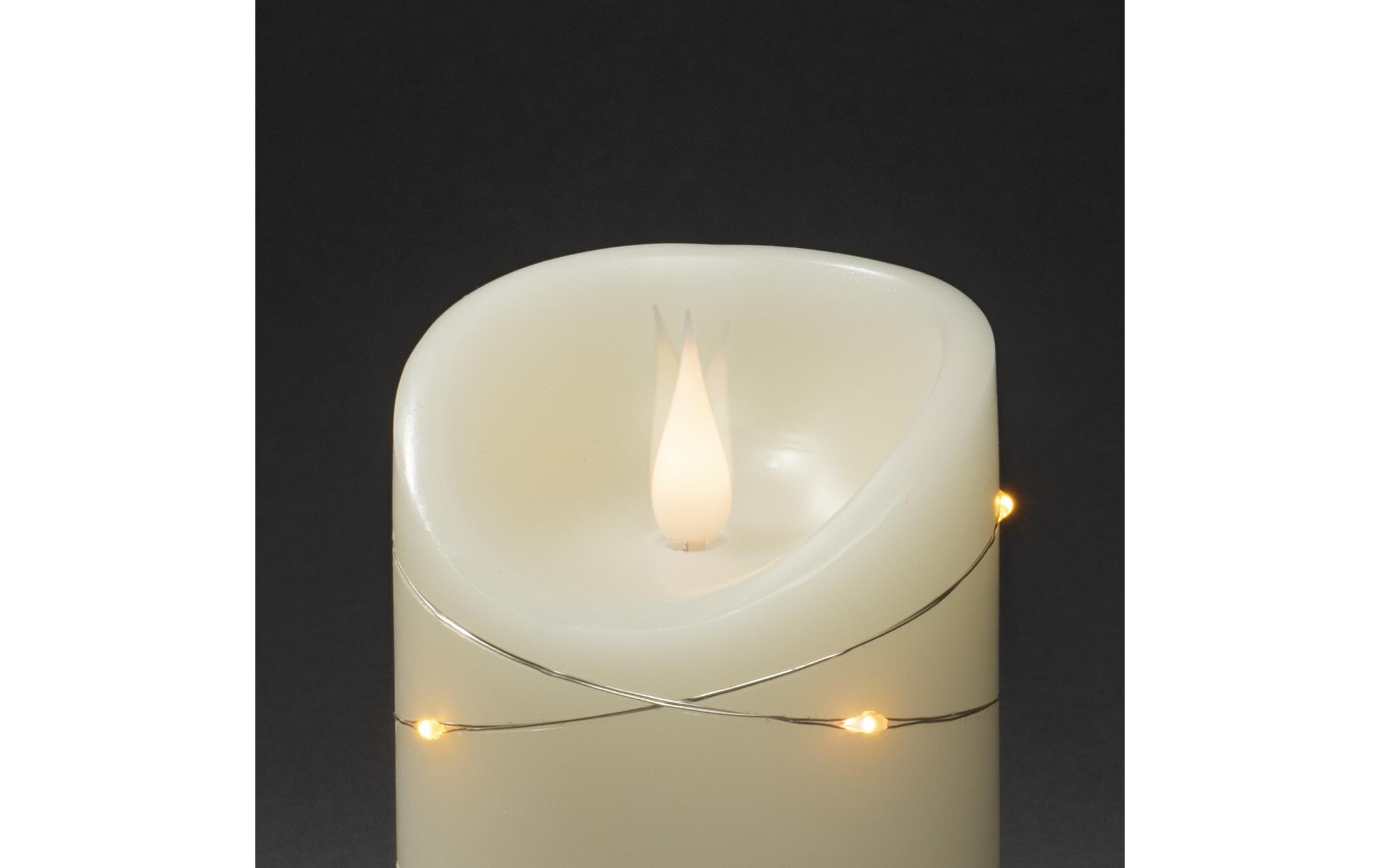 Echtwachskerze, 8 cm x 14 cm, CremeweissKerze aus Echtwachs mit LED Leuchte