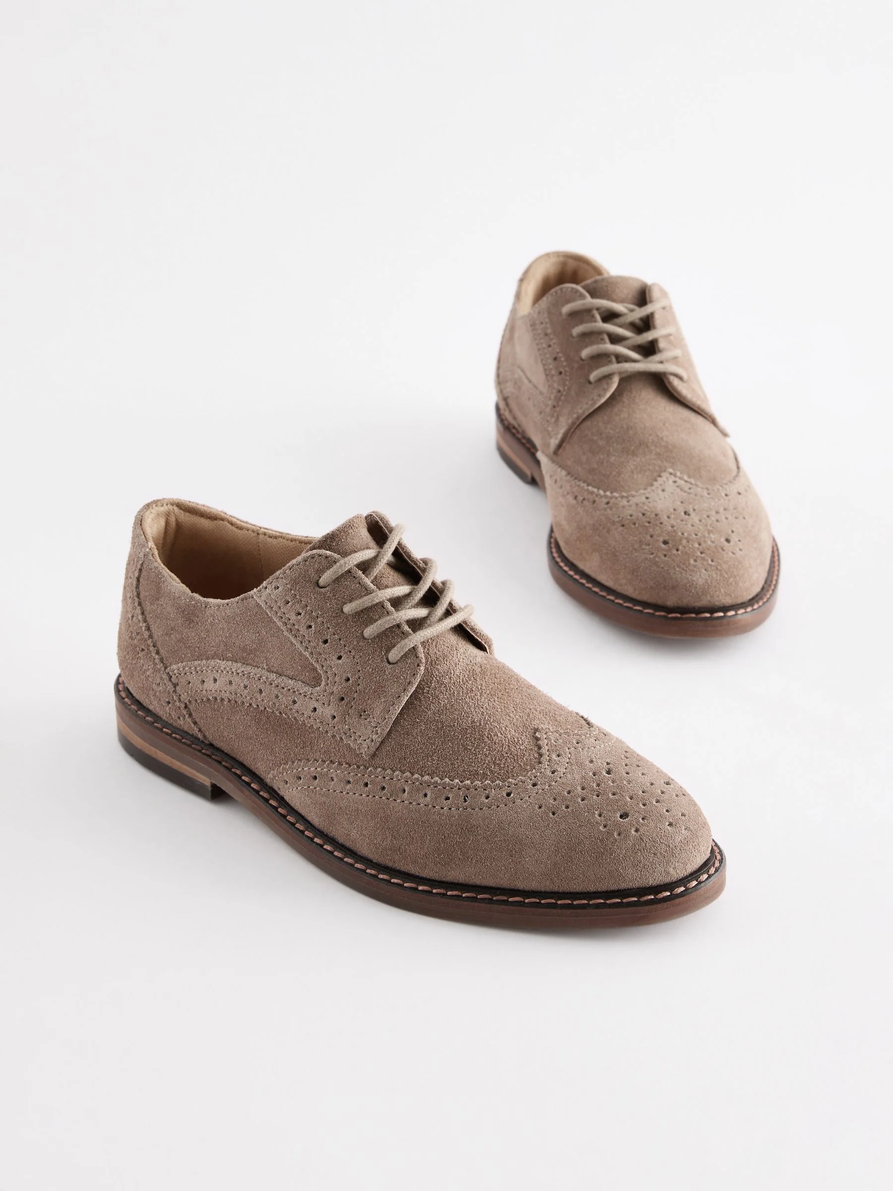 Neutraal suède - Leren Brogue schoenen met veters