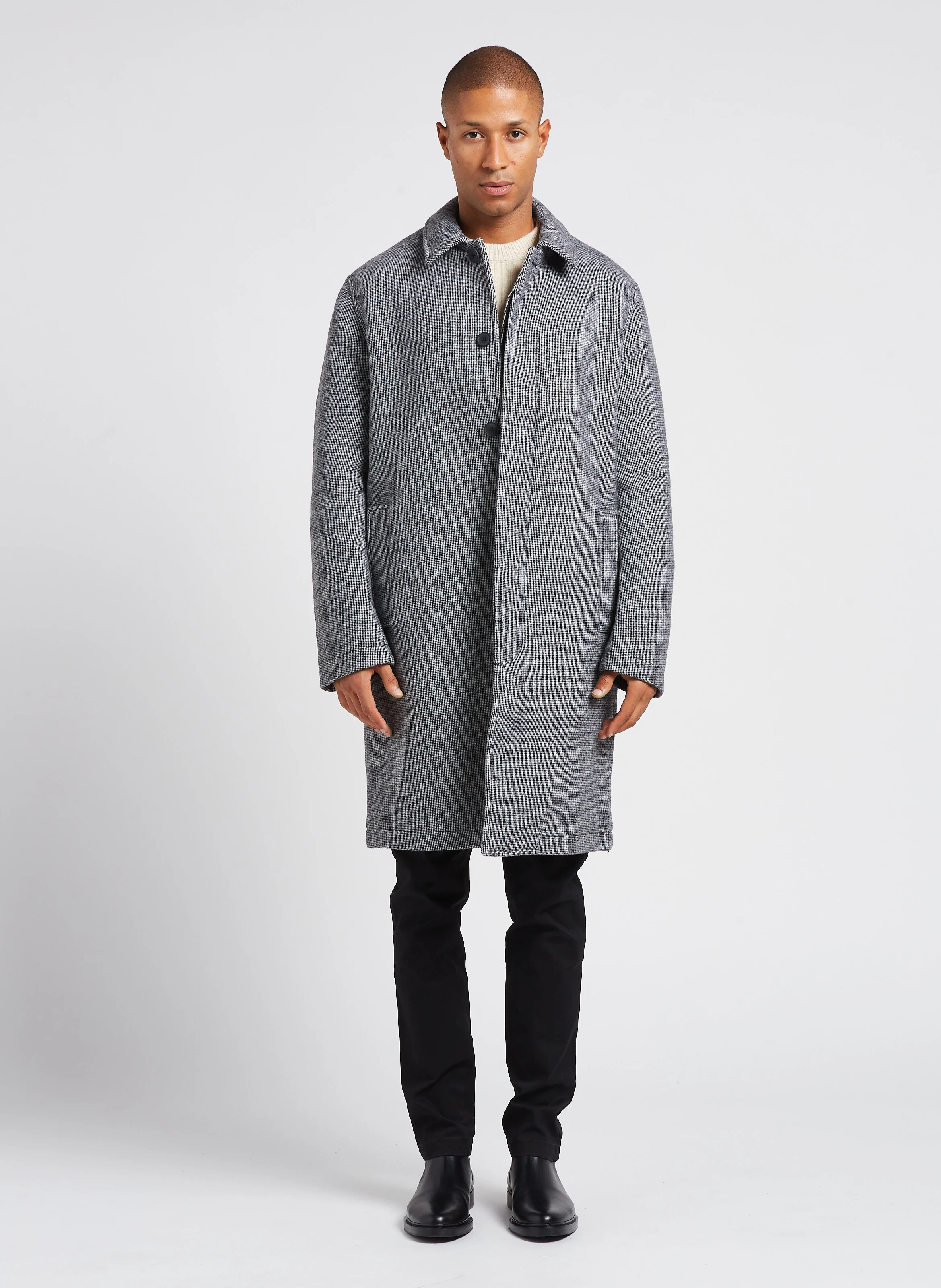 BLANNI - Manteau midi en laine mélangée| Noir