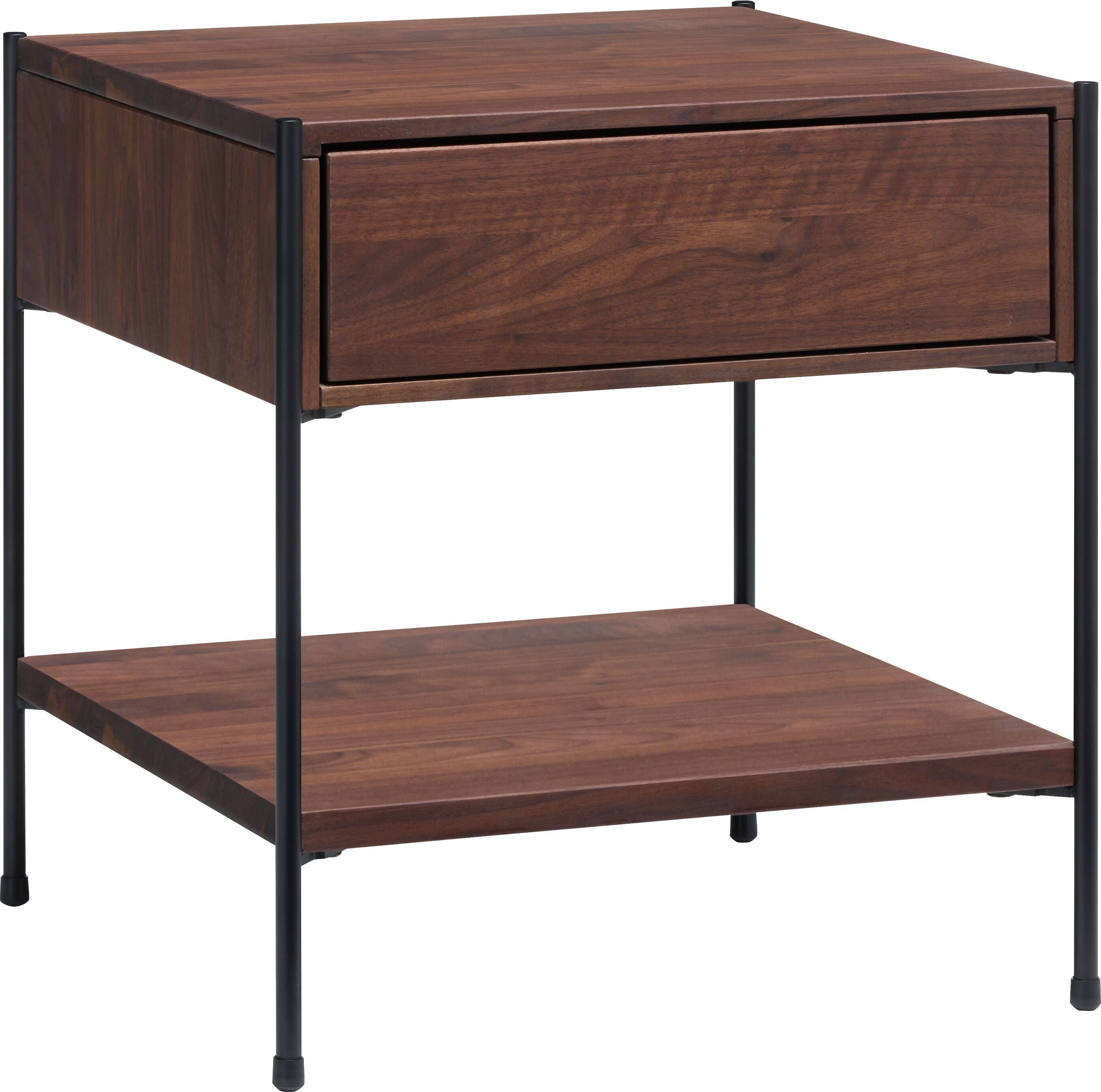 MALA Nachttisch - Nussbaum / B: 40.0 cm x T: 40.0 cm x H: 43.0 cm