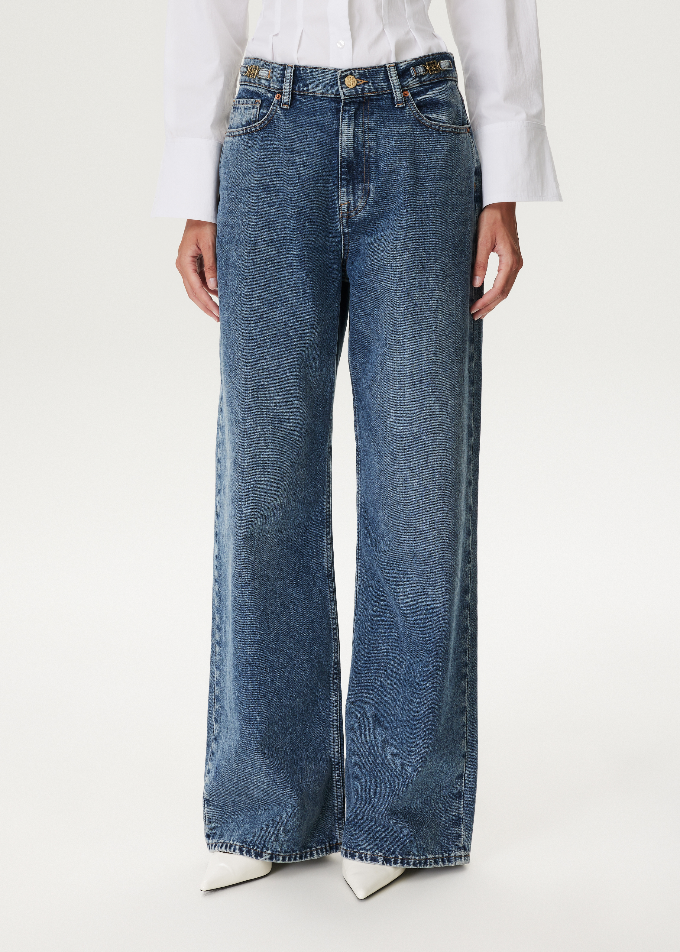 JAZZ - Wide leg jeans met logo