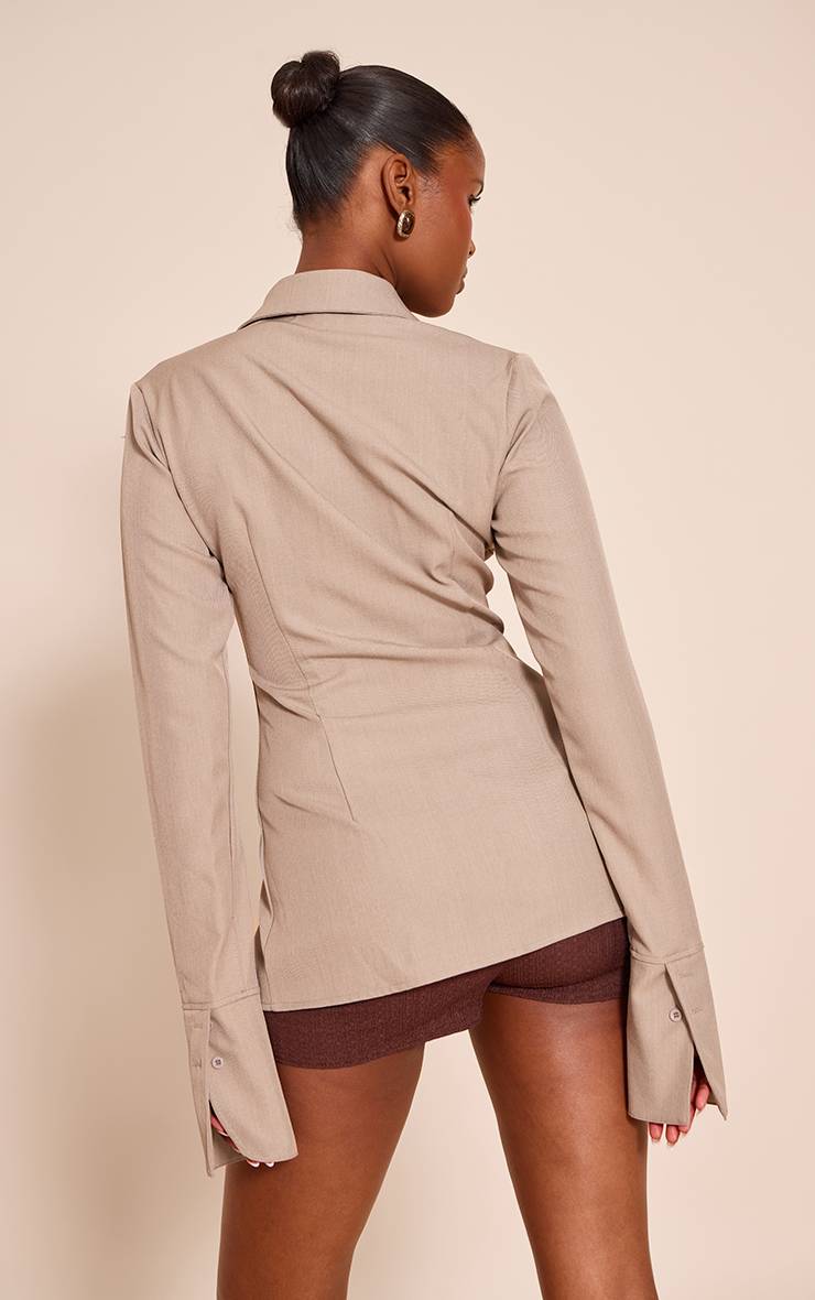 Champignon Chemise Cintrée Tissée À Fines Rayures