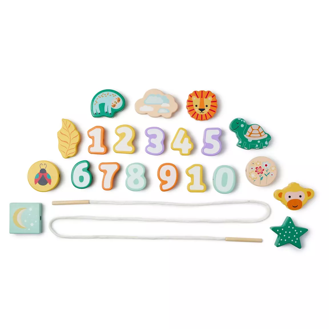 Jeu de perles en bois Animaux Multicolore