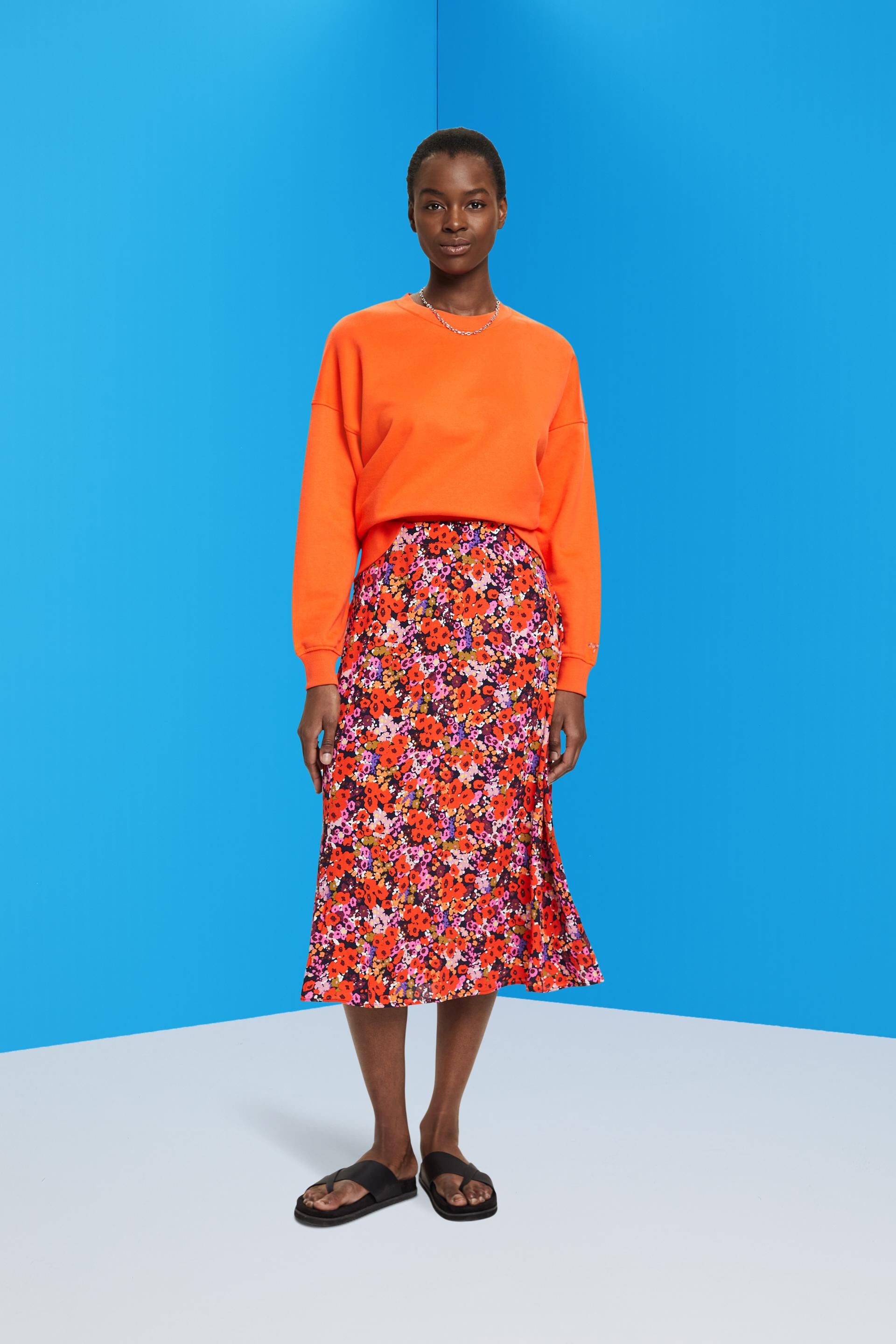 Jupe longueur midi à motif floral all-over