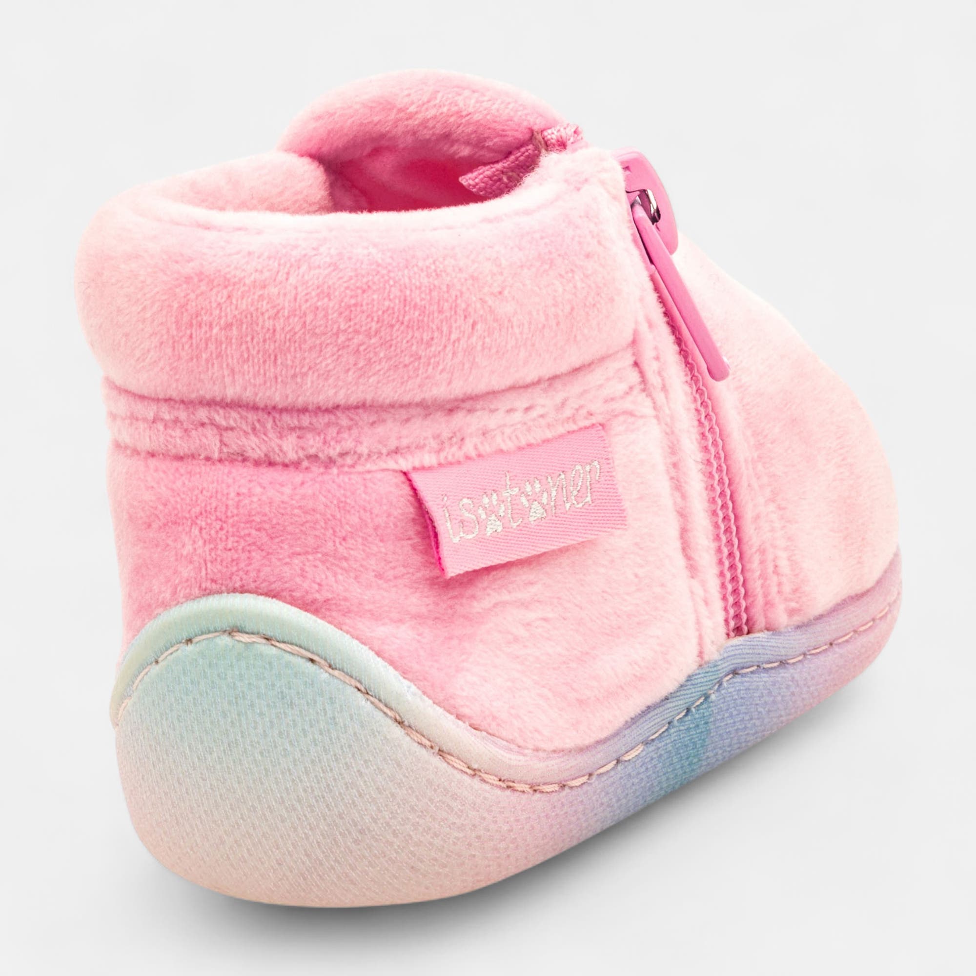 Pantoufles botillons zippés Bébé fille rose