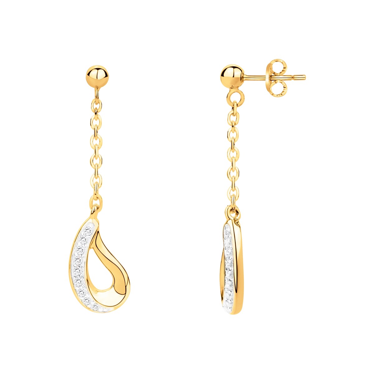 Boucles d'oreilles pendantes en Plaqué Or avec oxyde de zirconium blanc