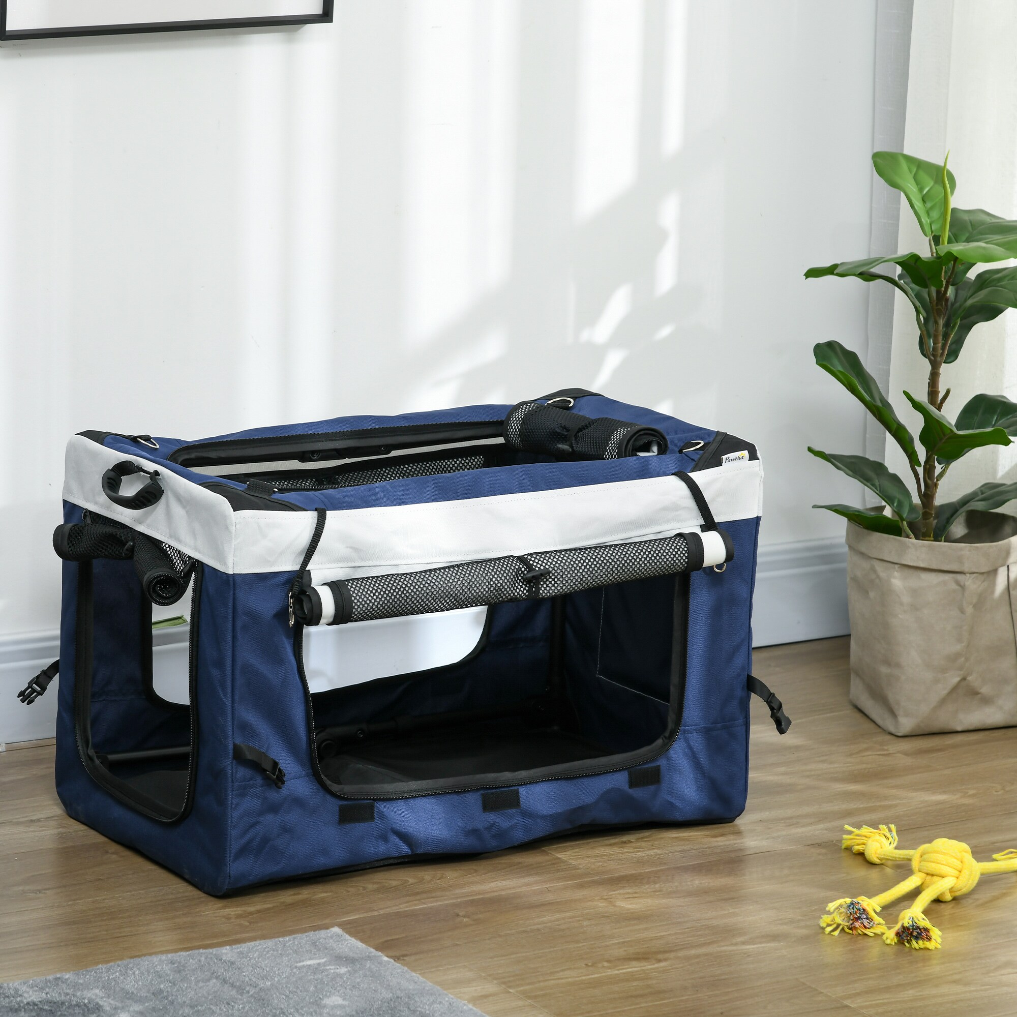 PawHut Hundebuggy mit Klappmechanismus blau 81L x 58B x 97,5H cm