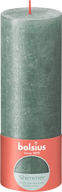 Bolsius stompkaars Rustiek Shimmer groen 85 uur D 6,8 H 19 cm