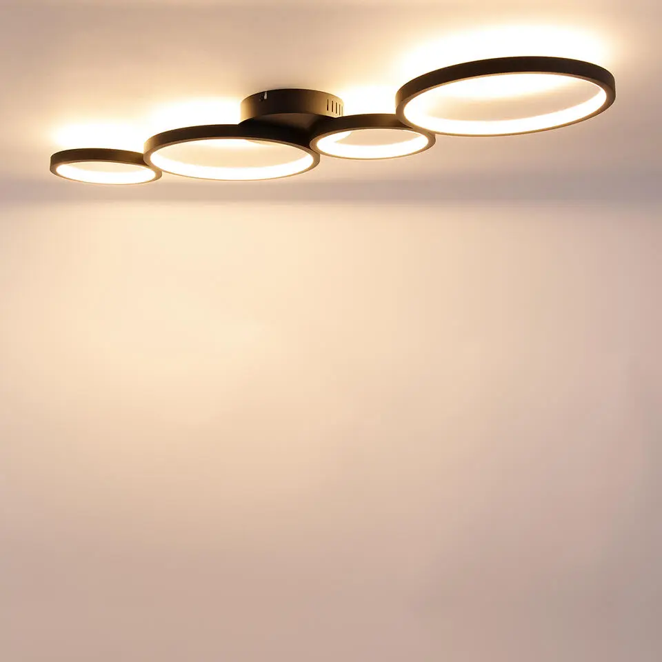 Qazqa plafondlampen lupolo zwart geïntegreerde led