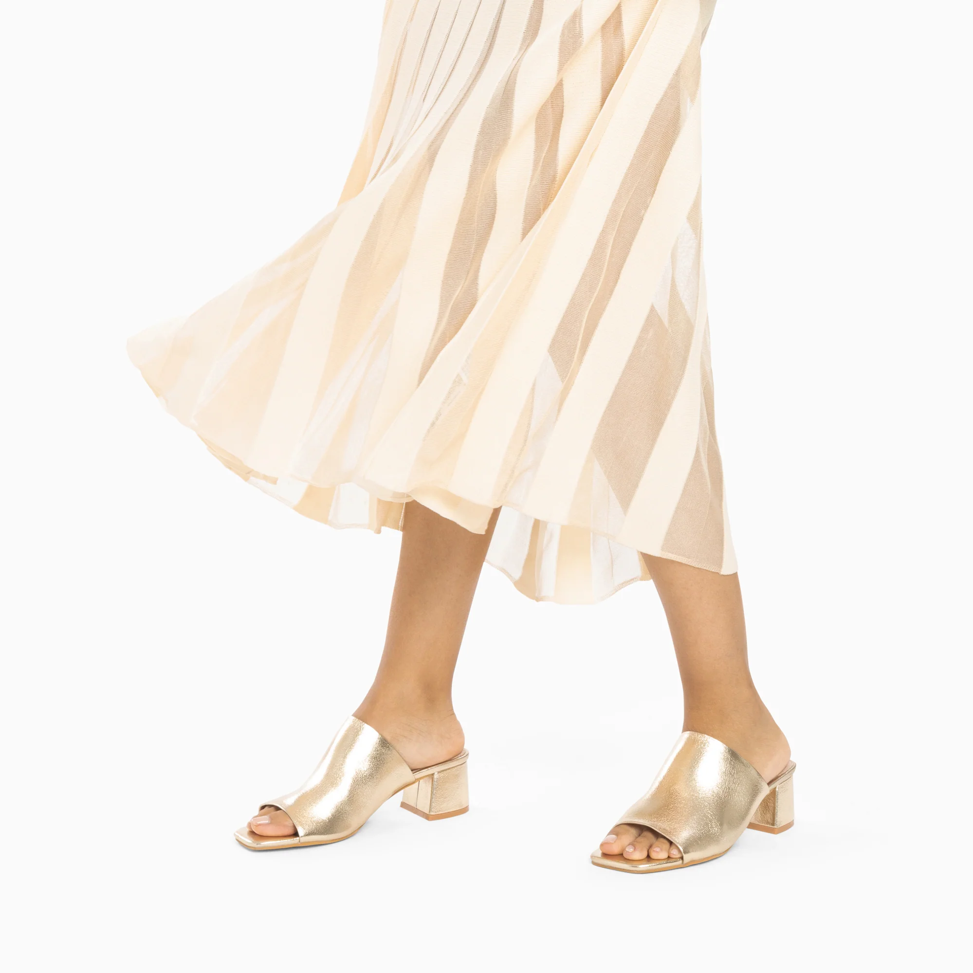 Sandales à talon, Compensées-Mules peep-toe Helène or à talon