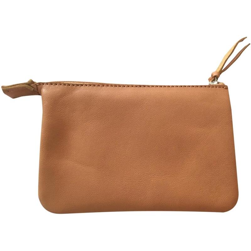 CUIR Petite Pochette 2 compartiments 13x9cm - Naturel