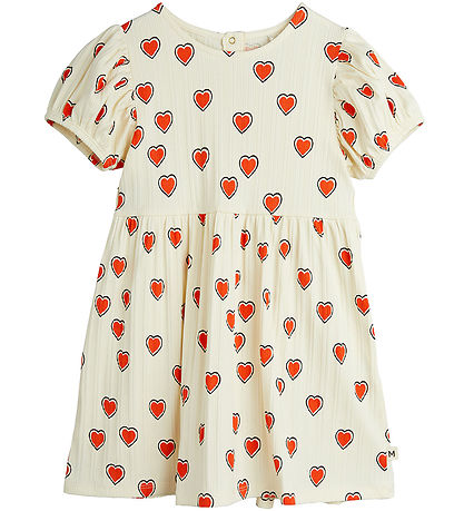 Mini Rodini Kleid - Rib - Offwhite m. Herzen