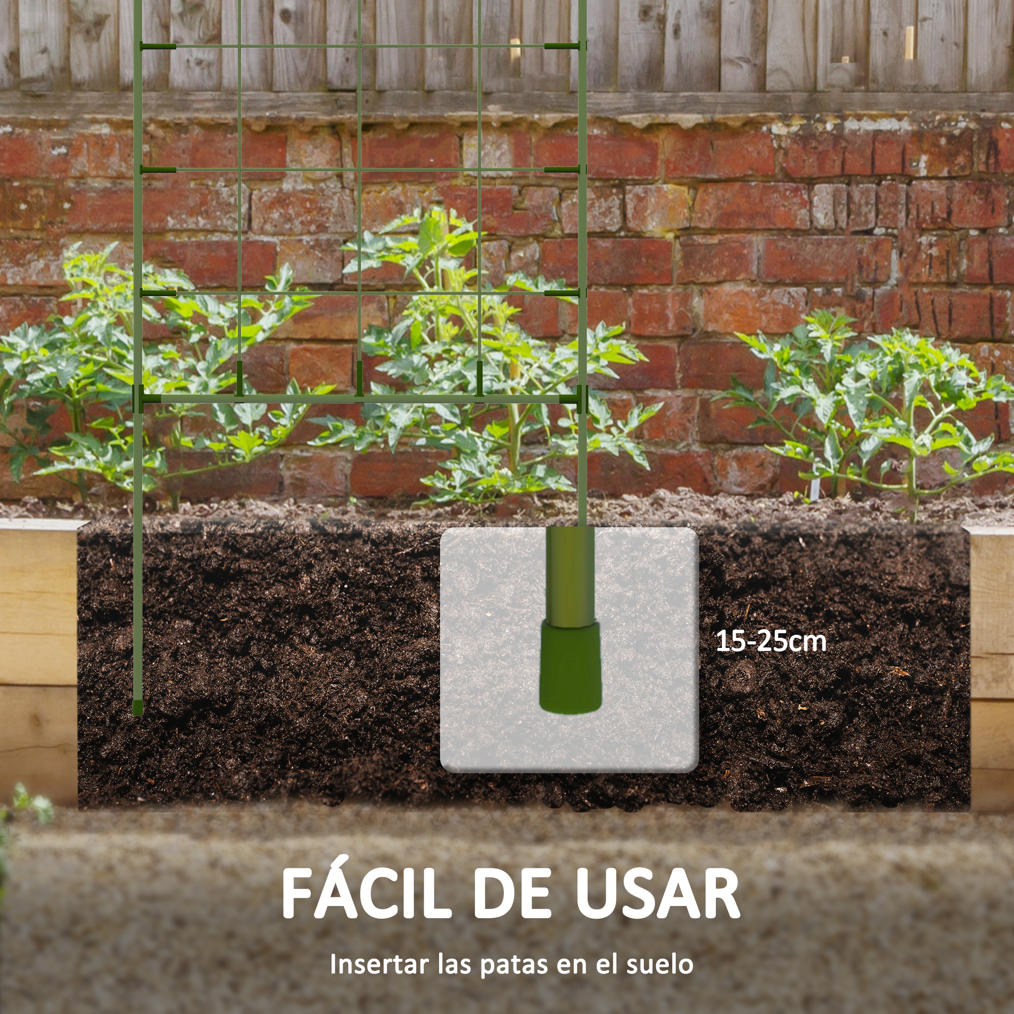 Conjunto Outsunny de 4 treliças de jardim, suportes para plantas trepadeiras com estrutura de aço para frutas, legumes e flores, 40x90 cm, verde.