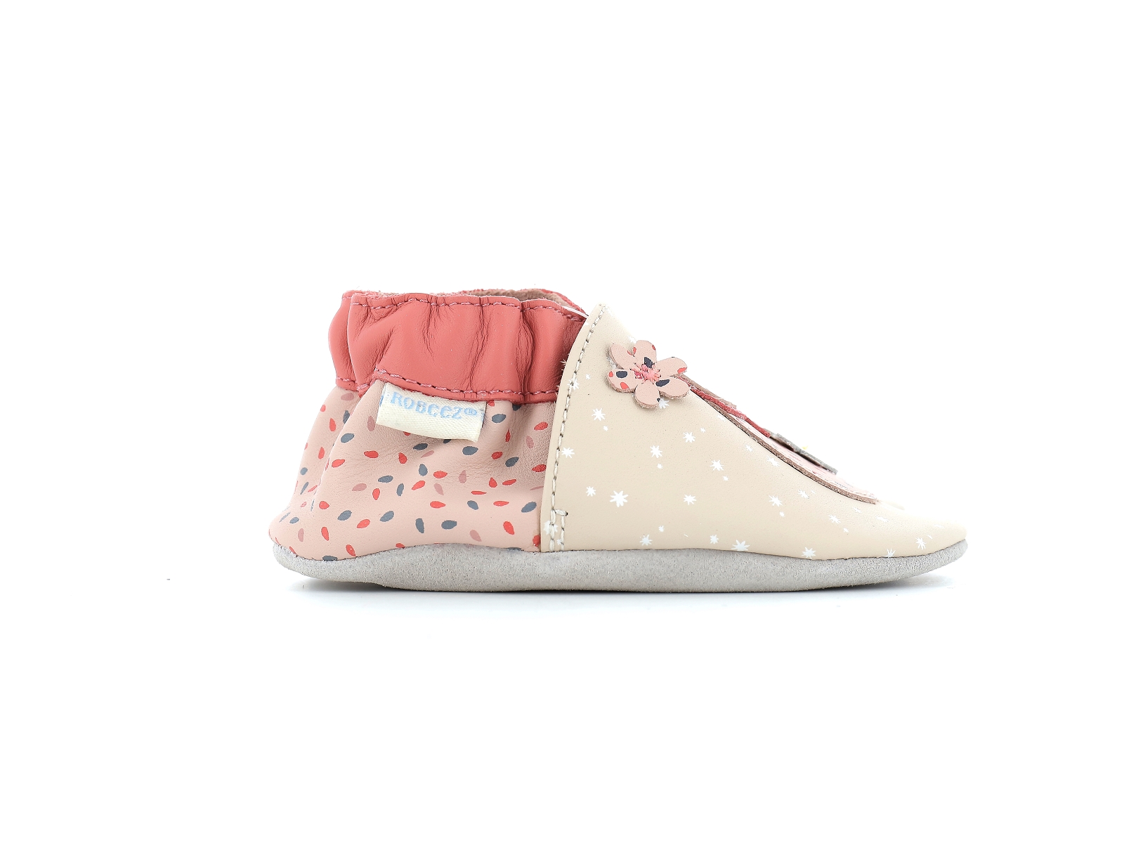 Robeez-FLOWERDOLLS Cuir Beige Rose