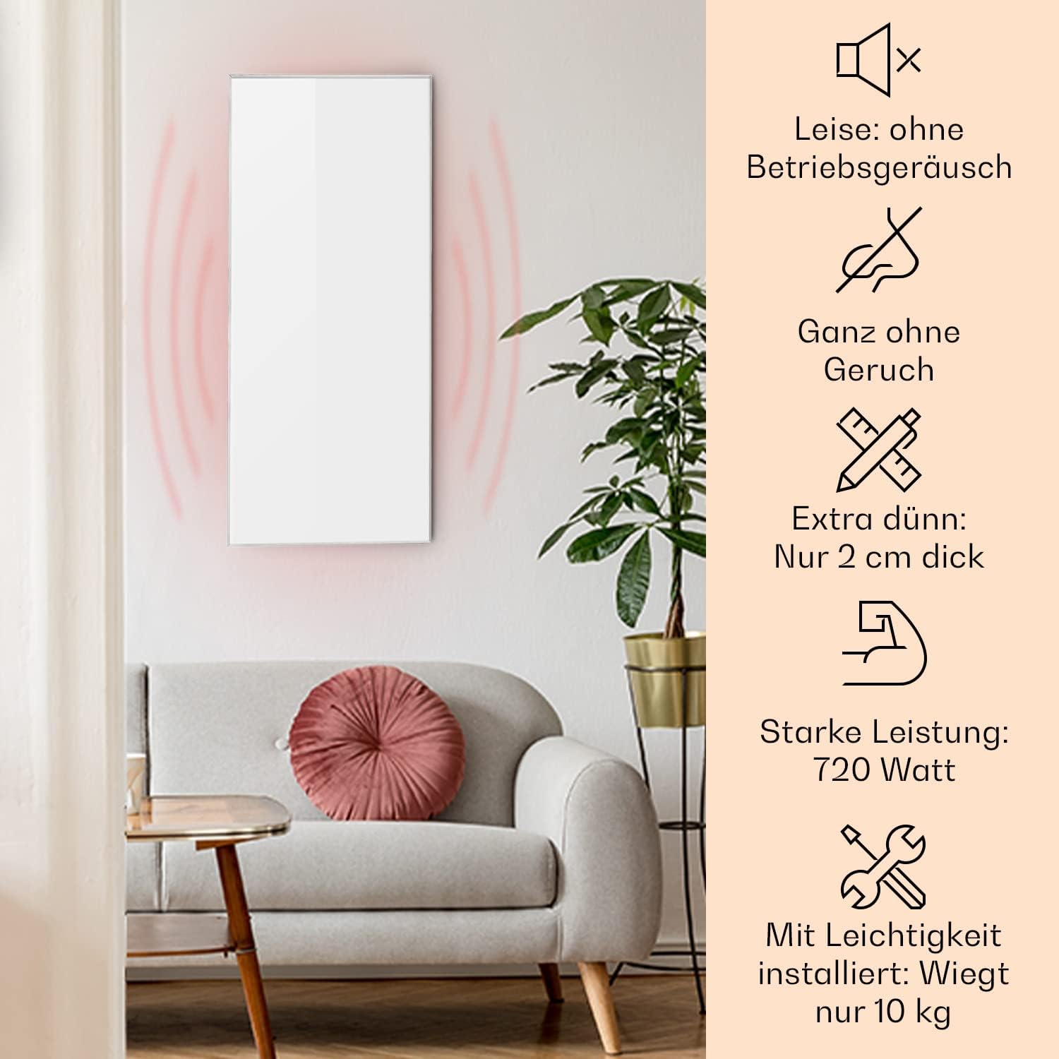 Klarstein Infrarotheizung mit Thermostat, 720 Watt Elektroheizung, Bild-Infrarotheizung zur Wandmontage, IR Paneel mit Fernbedienung & Timer, Elektrischer Flach-Heizkörper, CO2-Freie Wand Heizung