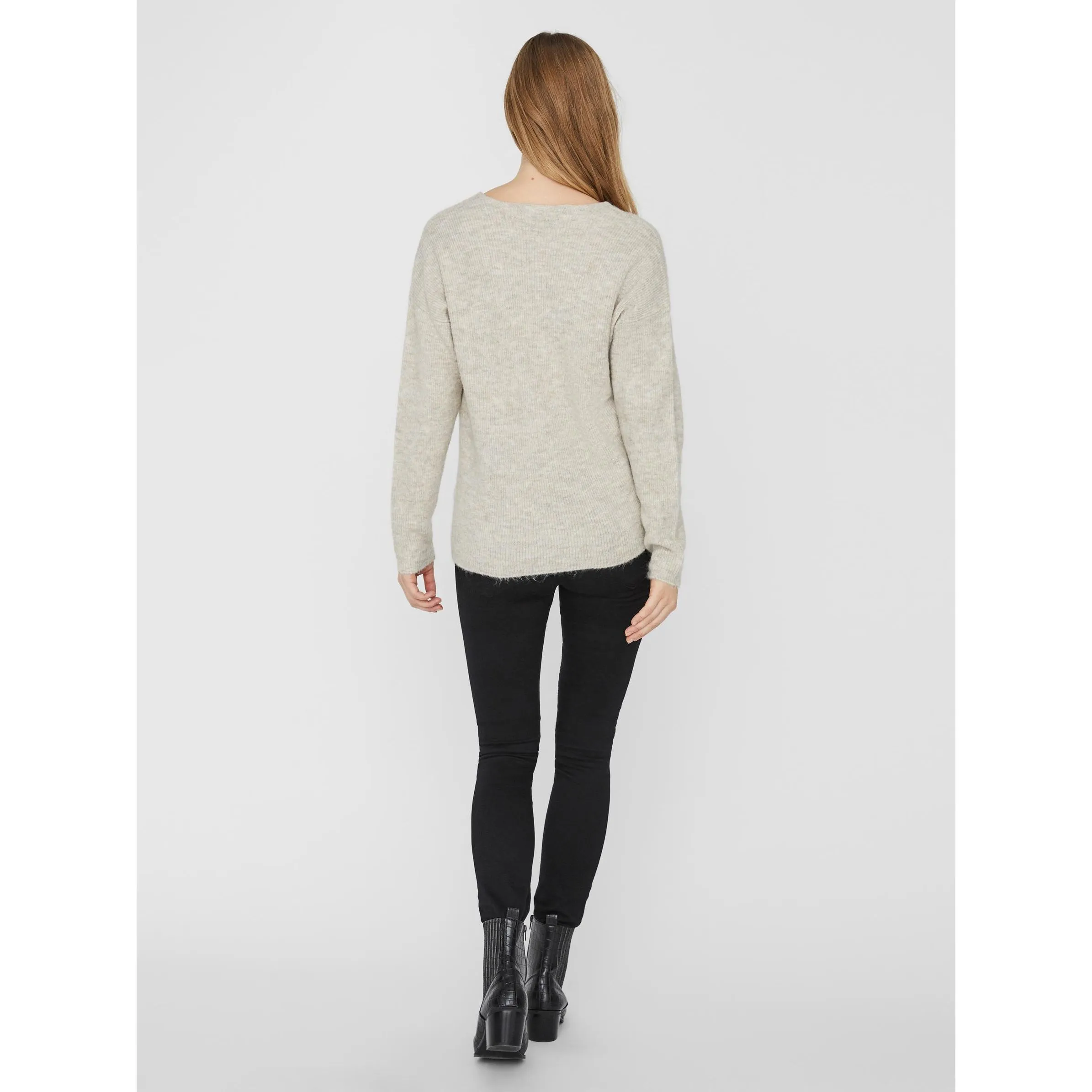 Vero Moda VMCREWLEFILE LS V-NEC Strickpullover