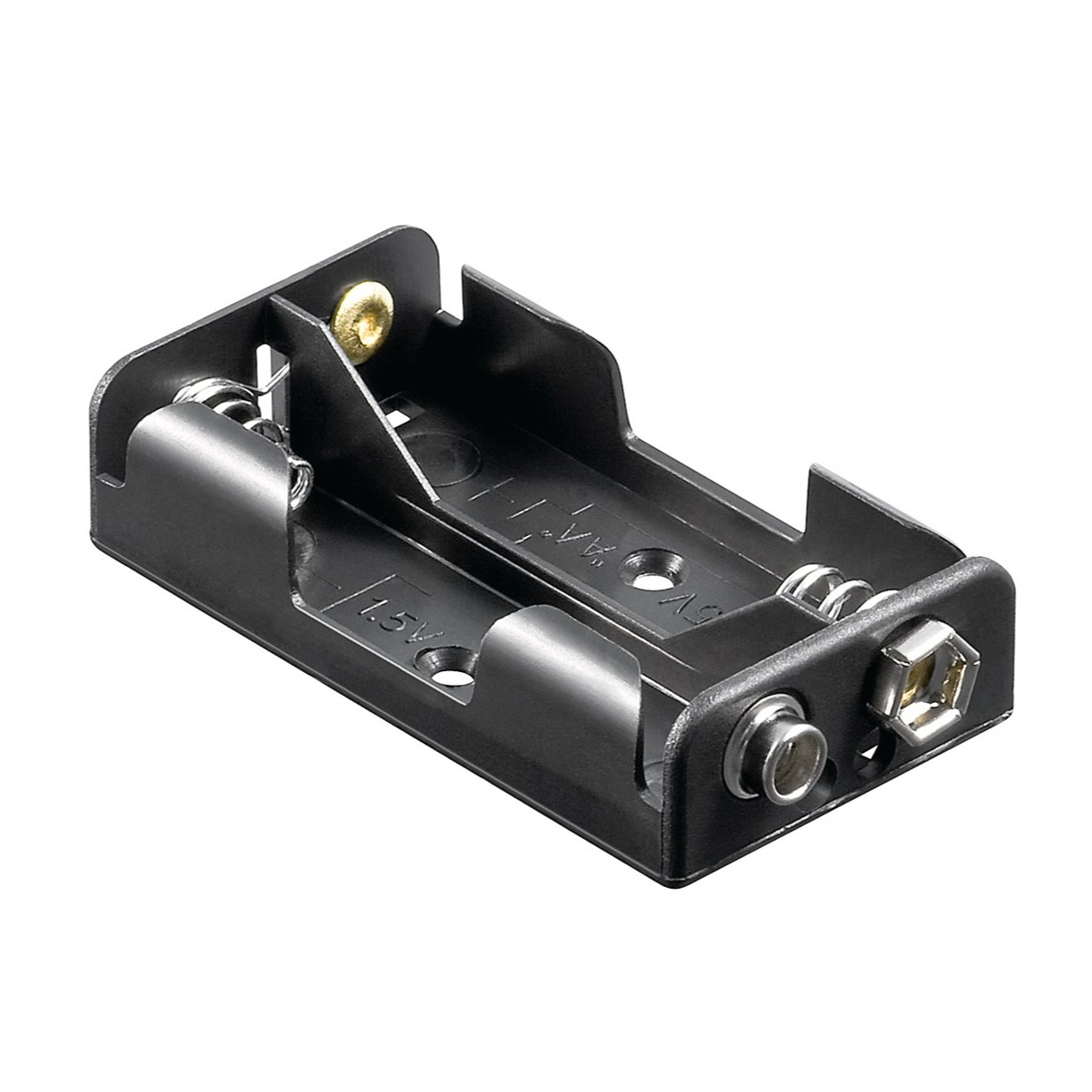 2xAA (Mignon) Batteriehalter mit Druckknopf Anschluss (46904) - Schwarz