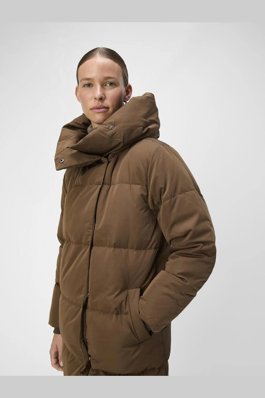Object Objlouise Long Down Jacket 3944311 dark earth