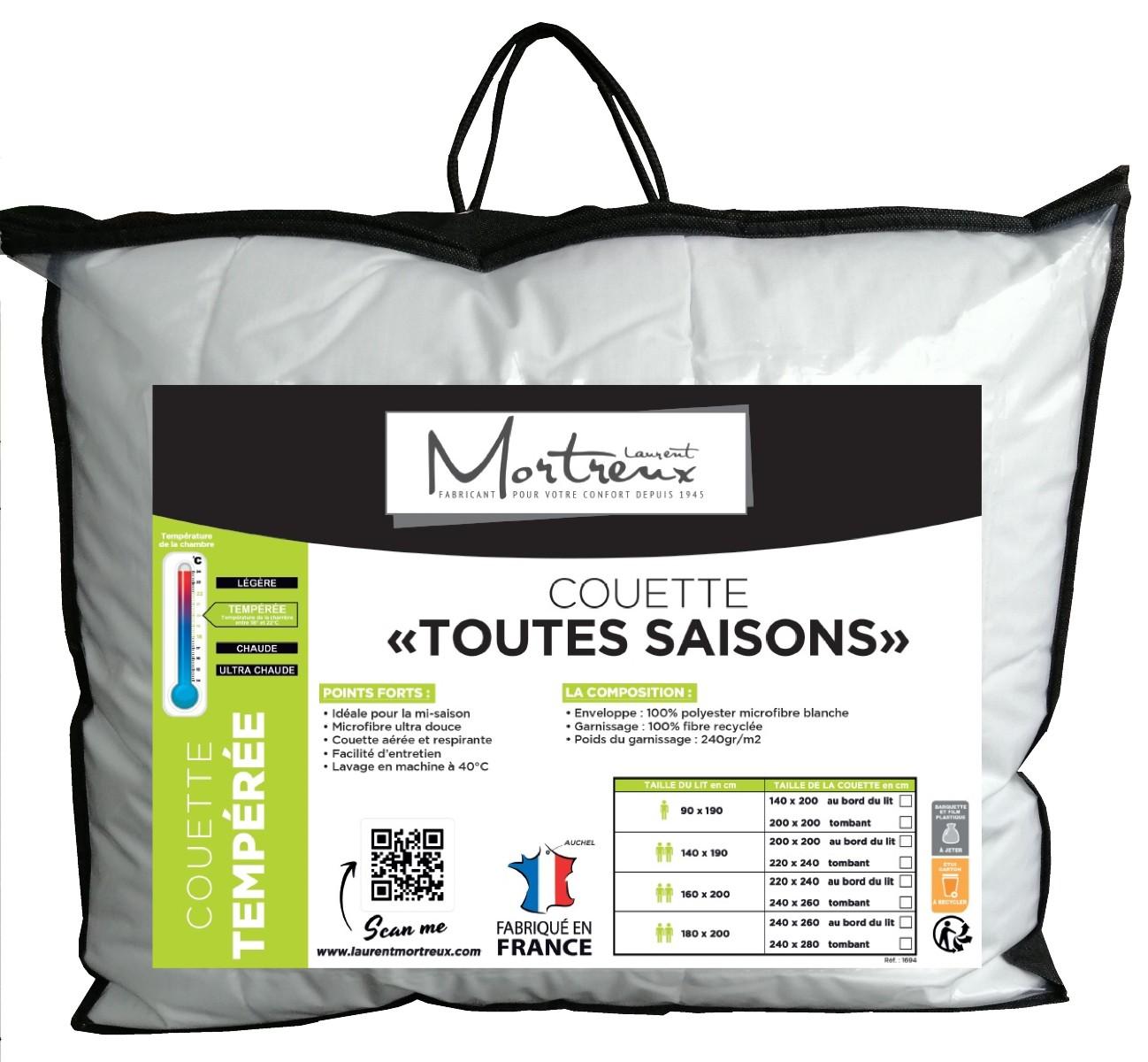 COUETTE BLANCHE TOUTES SAISONS 250G 140X200CM