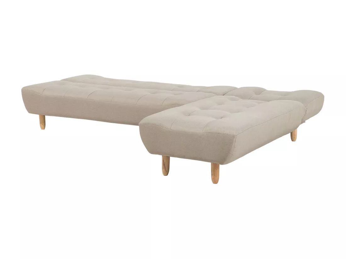 Canapé angle à droite convertible en tissu beige 4 places ALSTEN