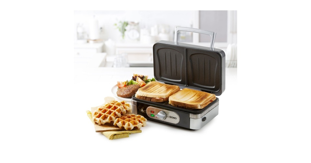 DomoSnackmaker 3-in-1: croque-wafel-grill DO9136C  (Grijs)