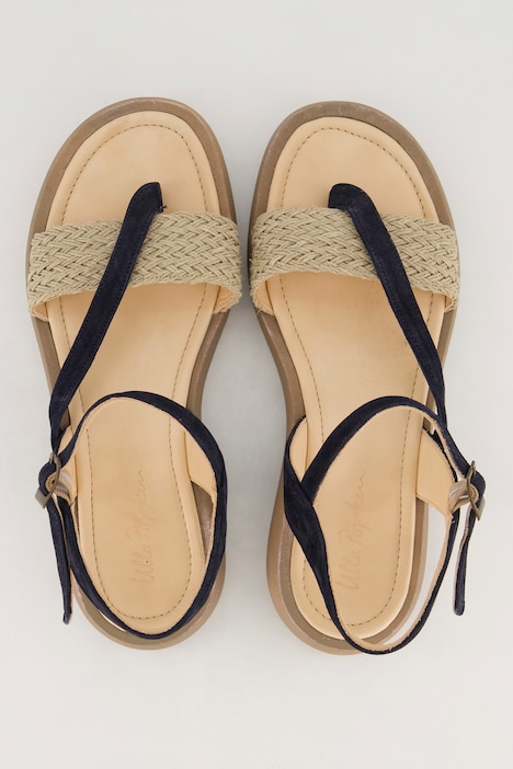 Sandalen, zweifarbig, Flechtriemen, Weite H