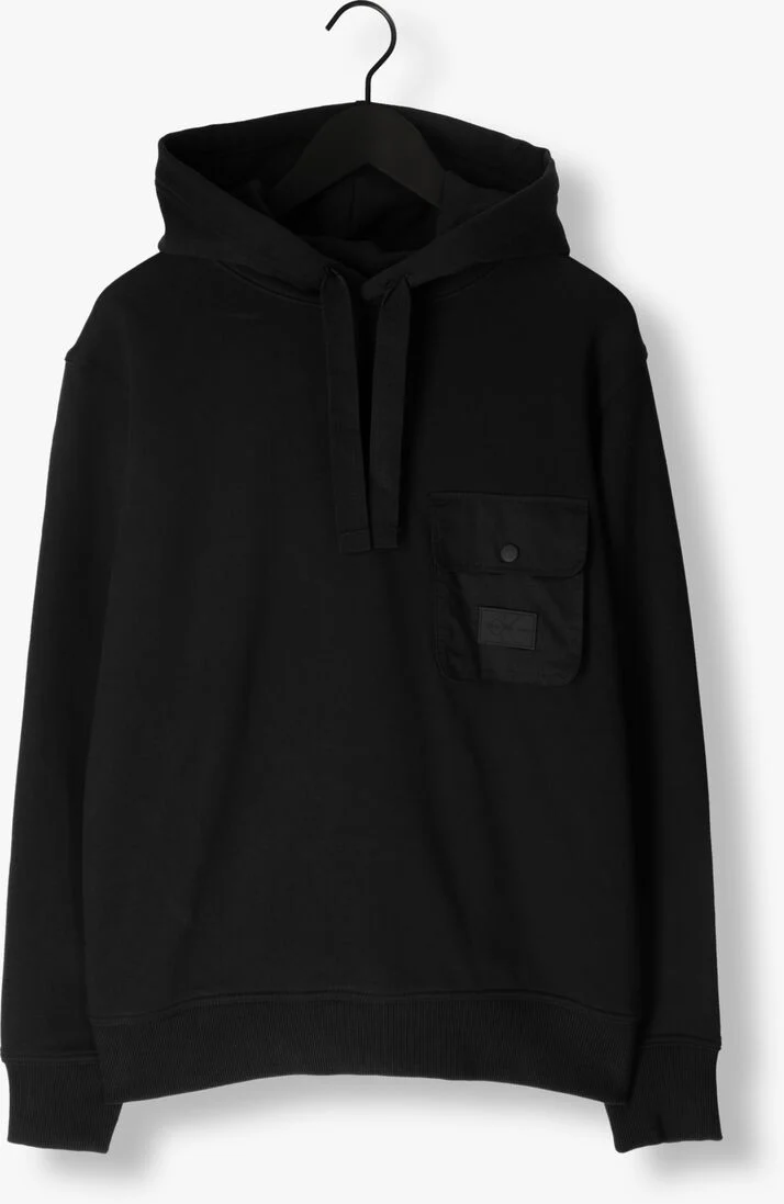 CALVIN KLEIN zwarte calvin klein sweater mix media pocket hoody