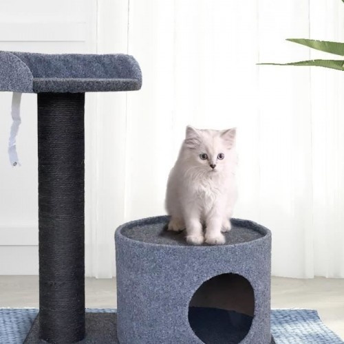 Árvore Tobby da Cstore com tronco de sisal cinza e preto para gatos