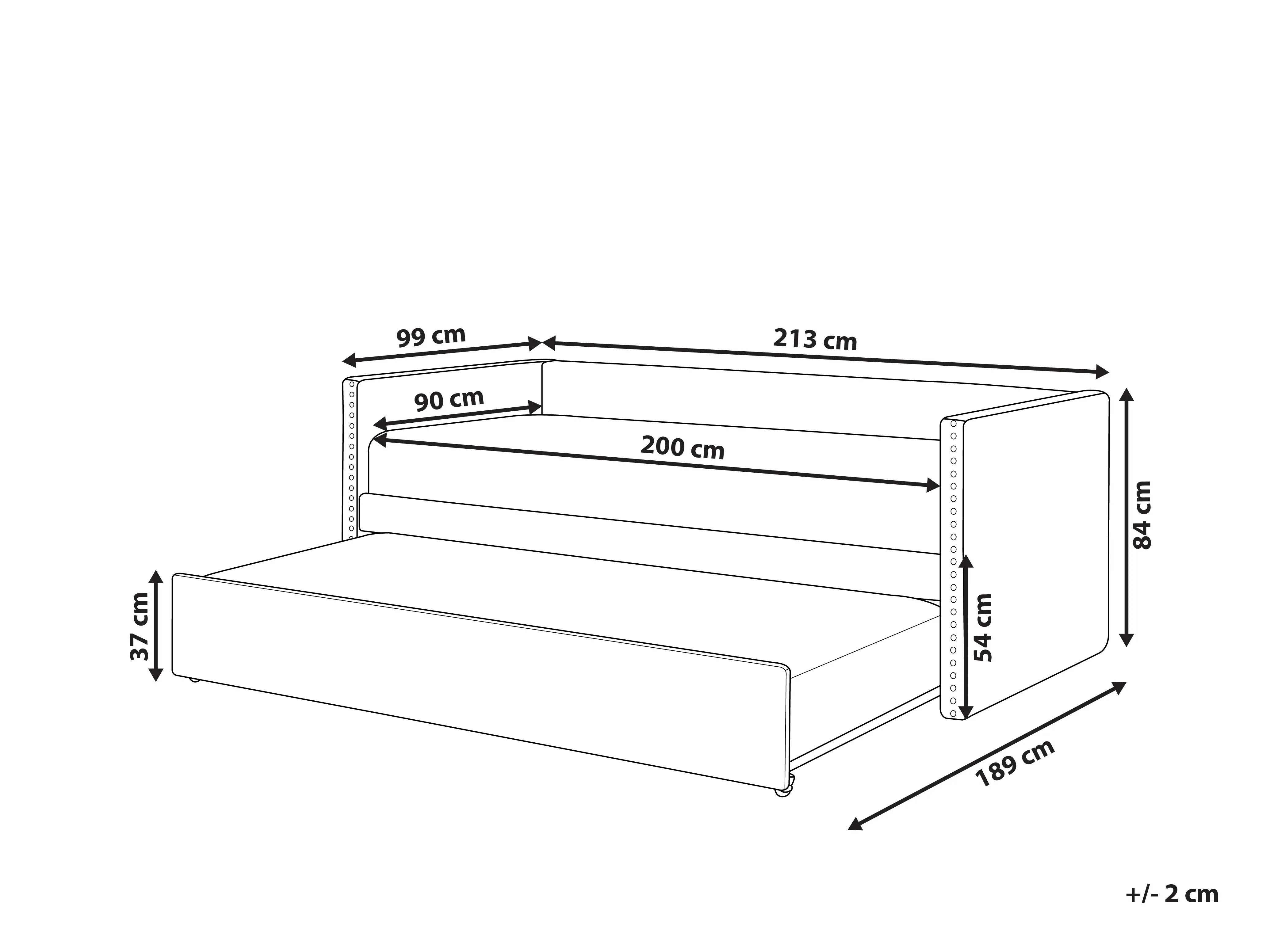 Onderschuifbed Bouclé TROYES 90 x 200 cm Lichtbeige