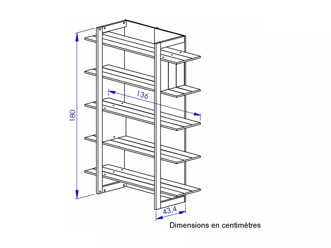 Bibliothèque Industrielle 5 Étagères L136 cm - Russel