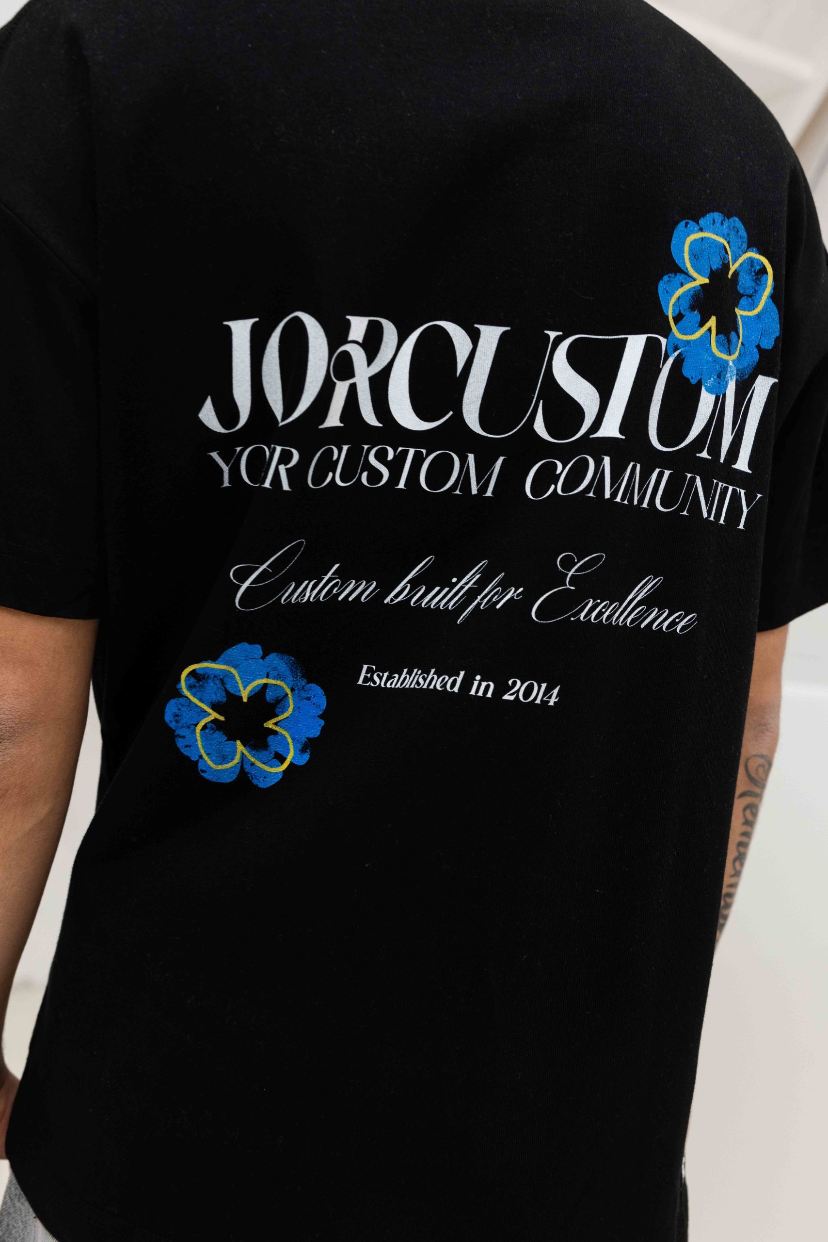Jorcustom Flowers Loose Fit T-Shirt Heren Zwart