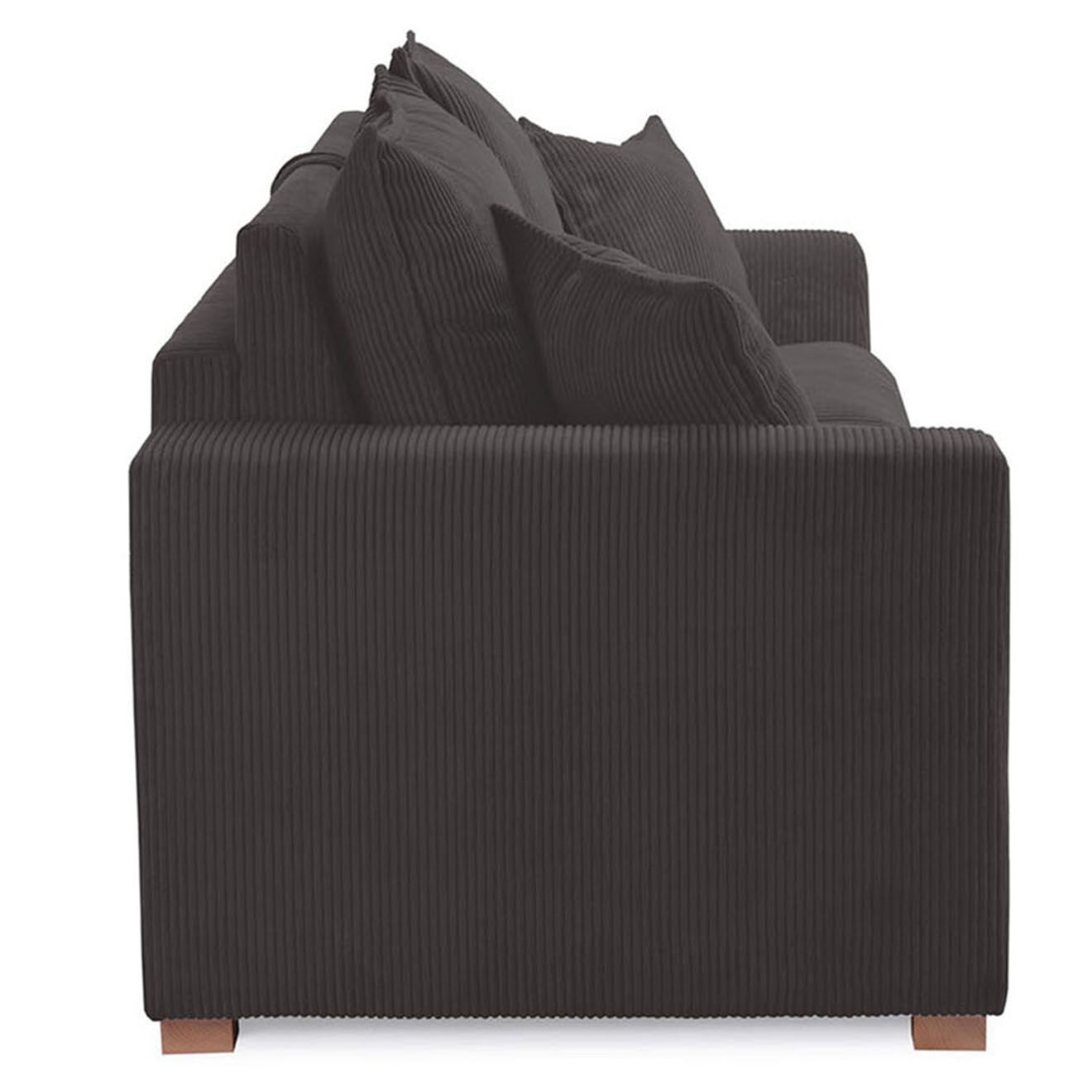 Bobochic Canapé droit augustin ouverture express velours côtelé marron  - 205x97x96 cm