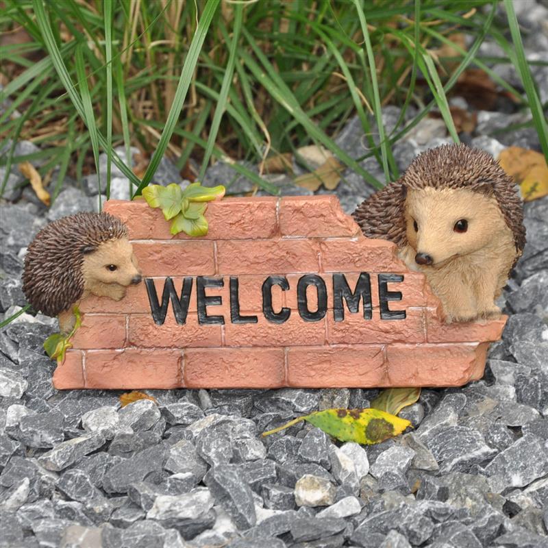 Dazikemo Gartenfigur Dekofigur Igel Willkommen