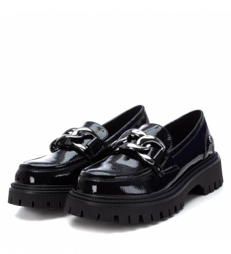 Refresh Mocassins de couro envernizado preto