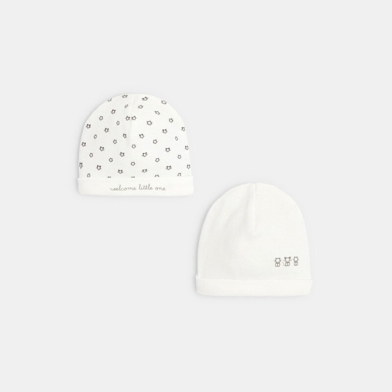 Kit bonnets prématuré et chaussettes blanche naissance Blanc