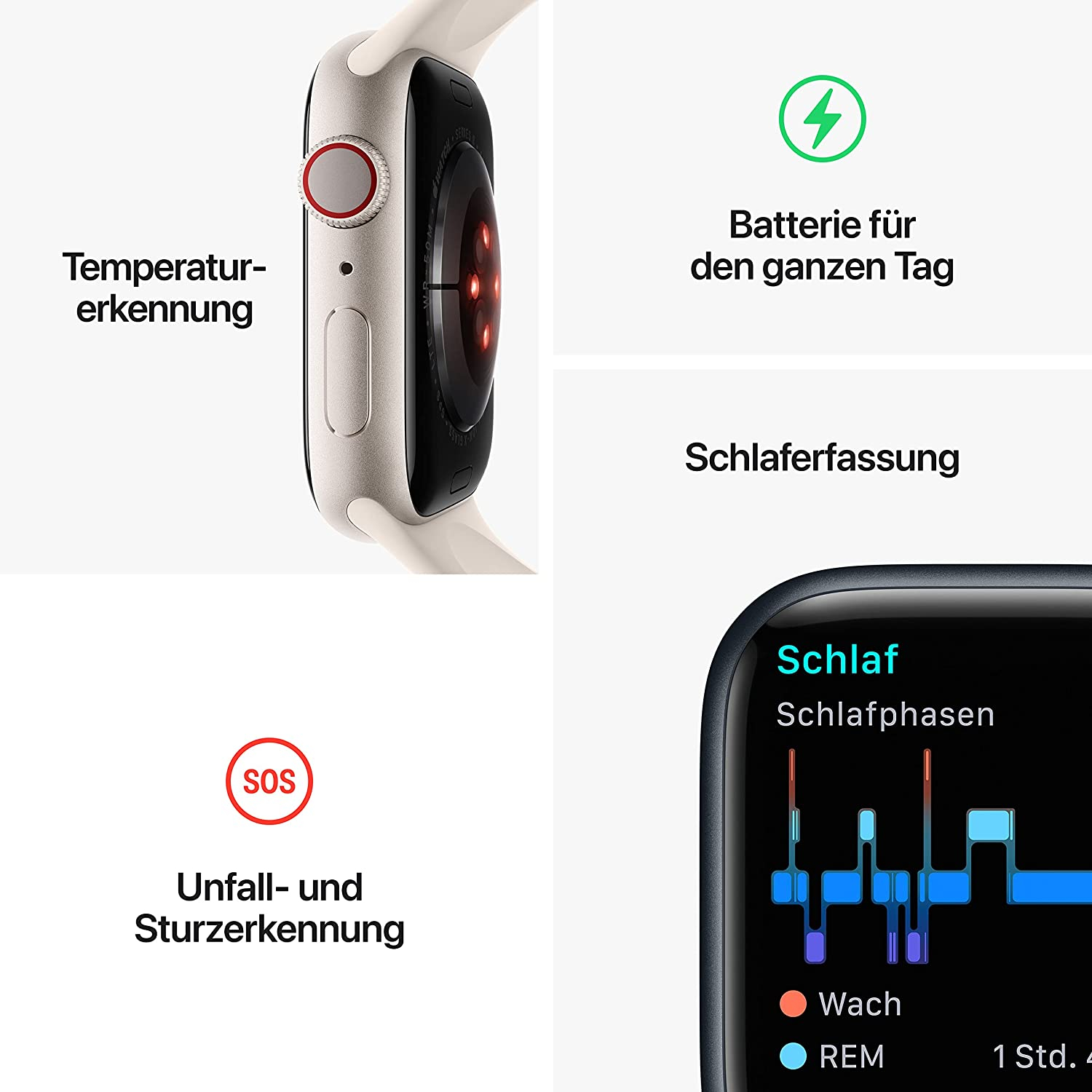 Watch Series 8 GPS   Cellular (41mm, Aluminium) mit Sport Armband Rot (MNJ23FD/A) - Rot