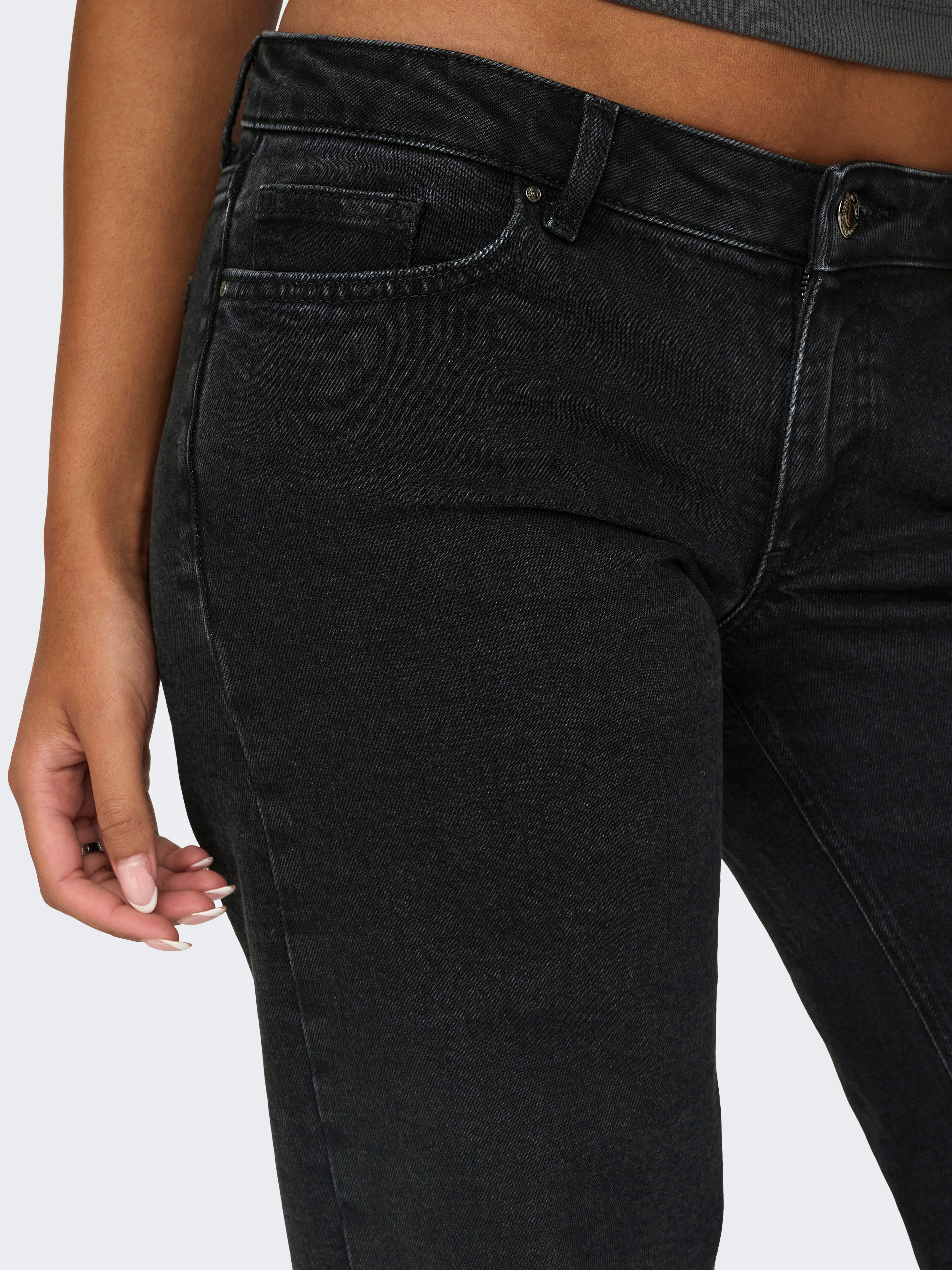 ONLJUICY Niedrige Taille Weiter Beinschnitt Jeans Washed Black