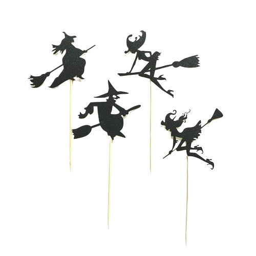 (4-tlg. Set) Halloween Kuchenstecker Grusel Tortenstecker Party Deko Topper für Torten / Kuchen - Hexe